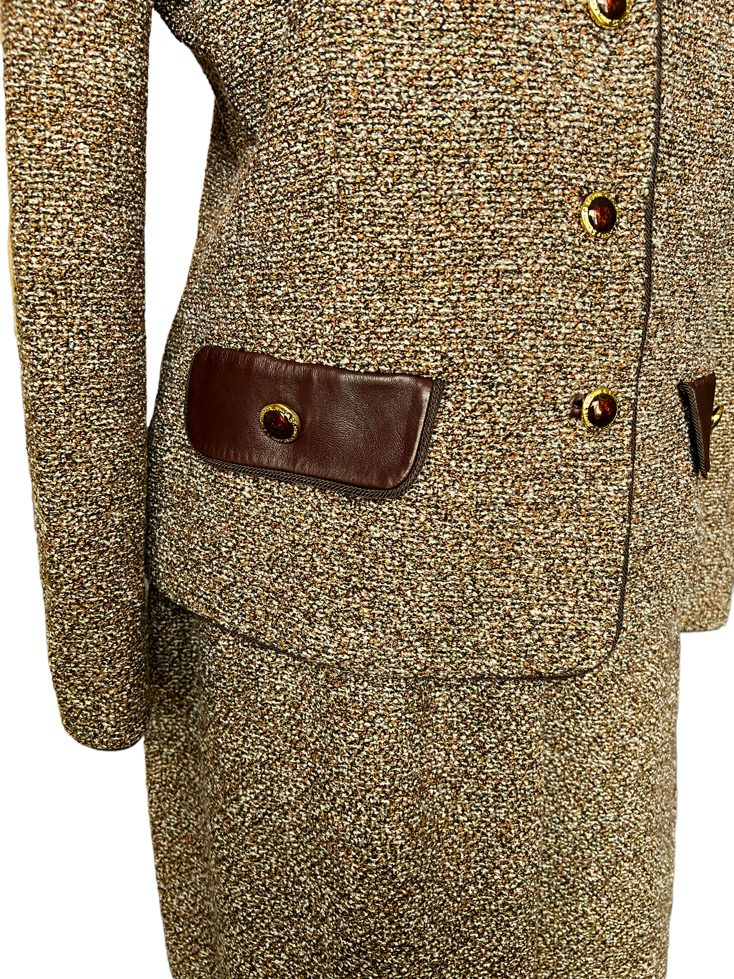 St. John Brown Classic Knit Size 12 Skirt Set