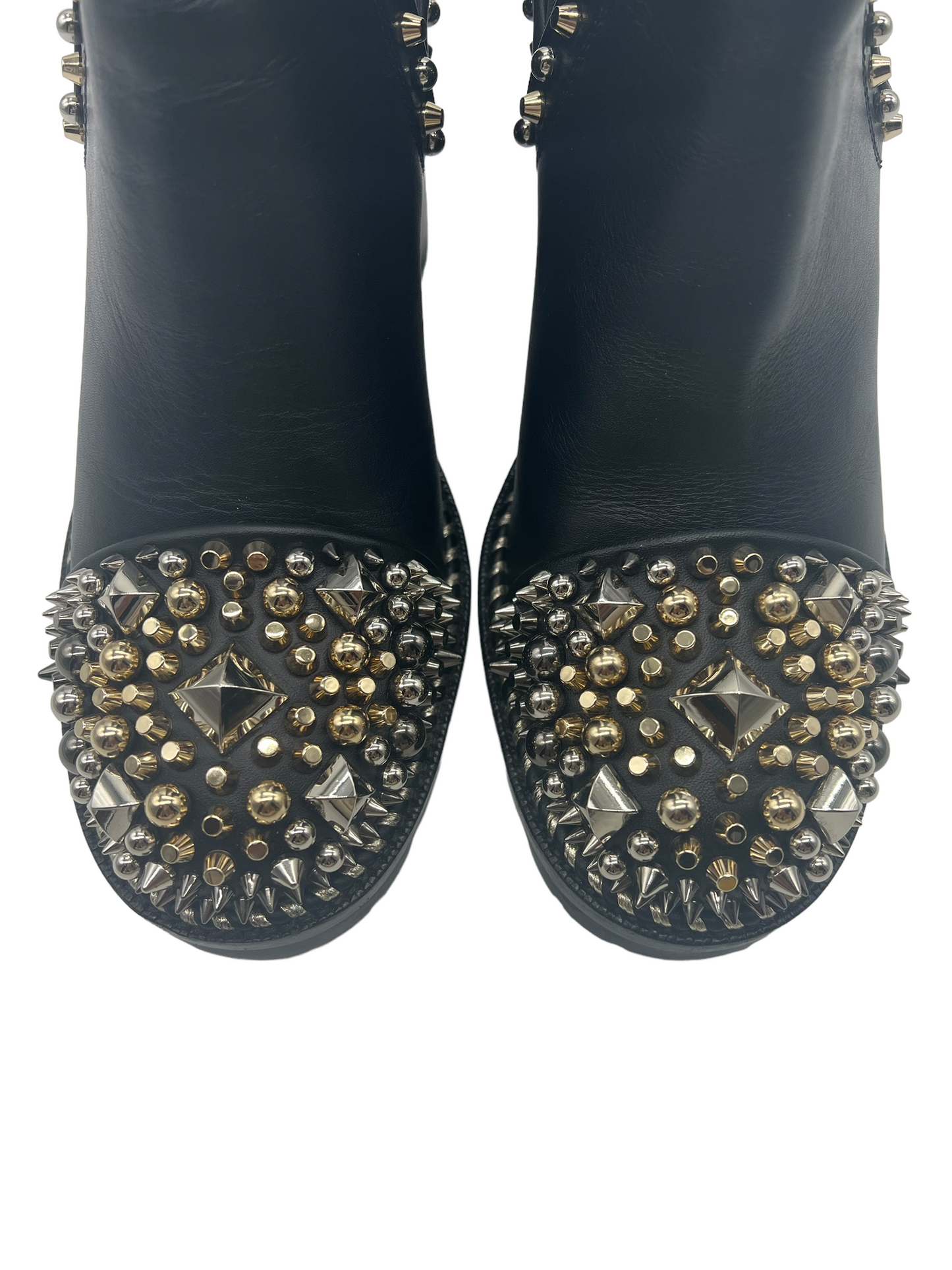 Louboutin Black Leather Chasse A Clou 70 Size 38 Boots