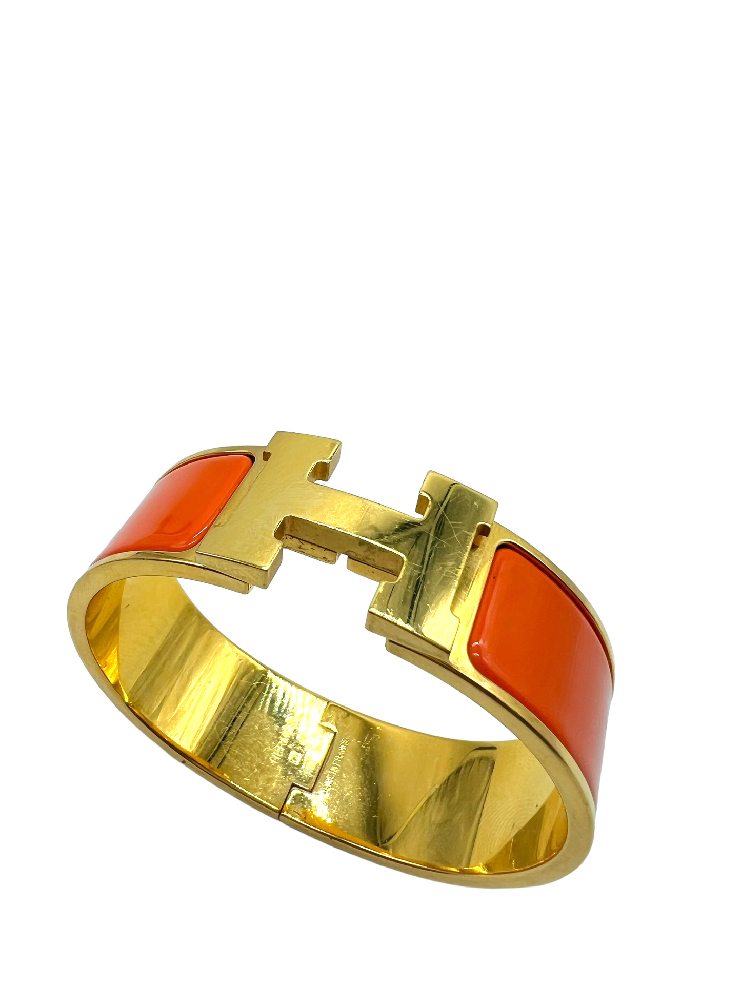 Hermes Orange H Wide Clic Clac Bracelet