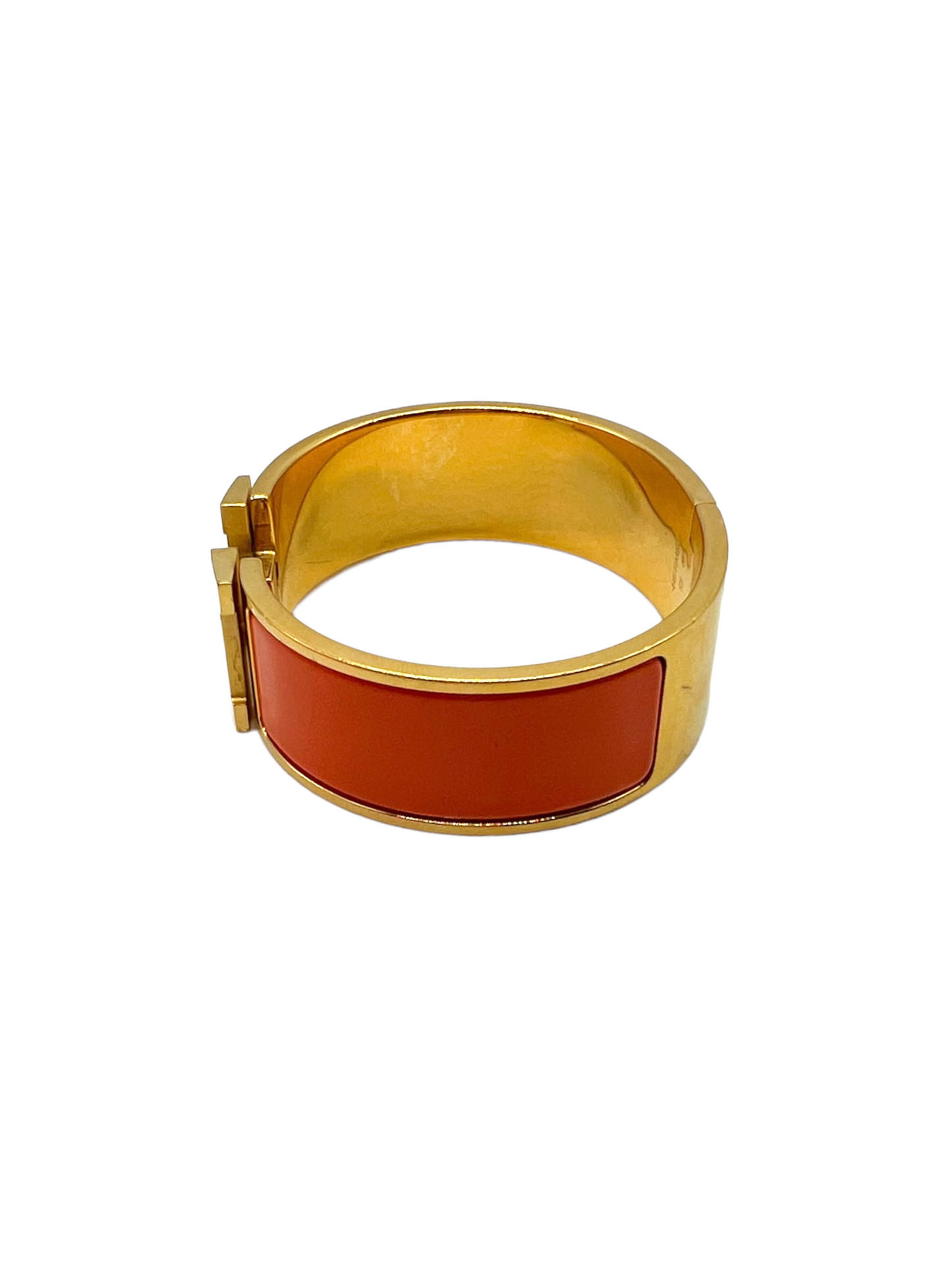 Hermes Orange H Wide Clic Clac Bracelet