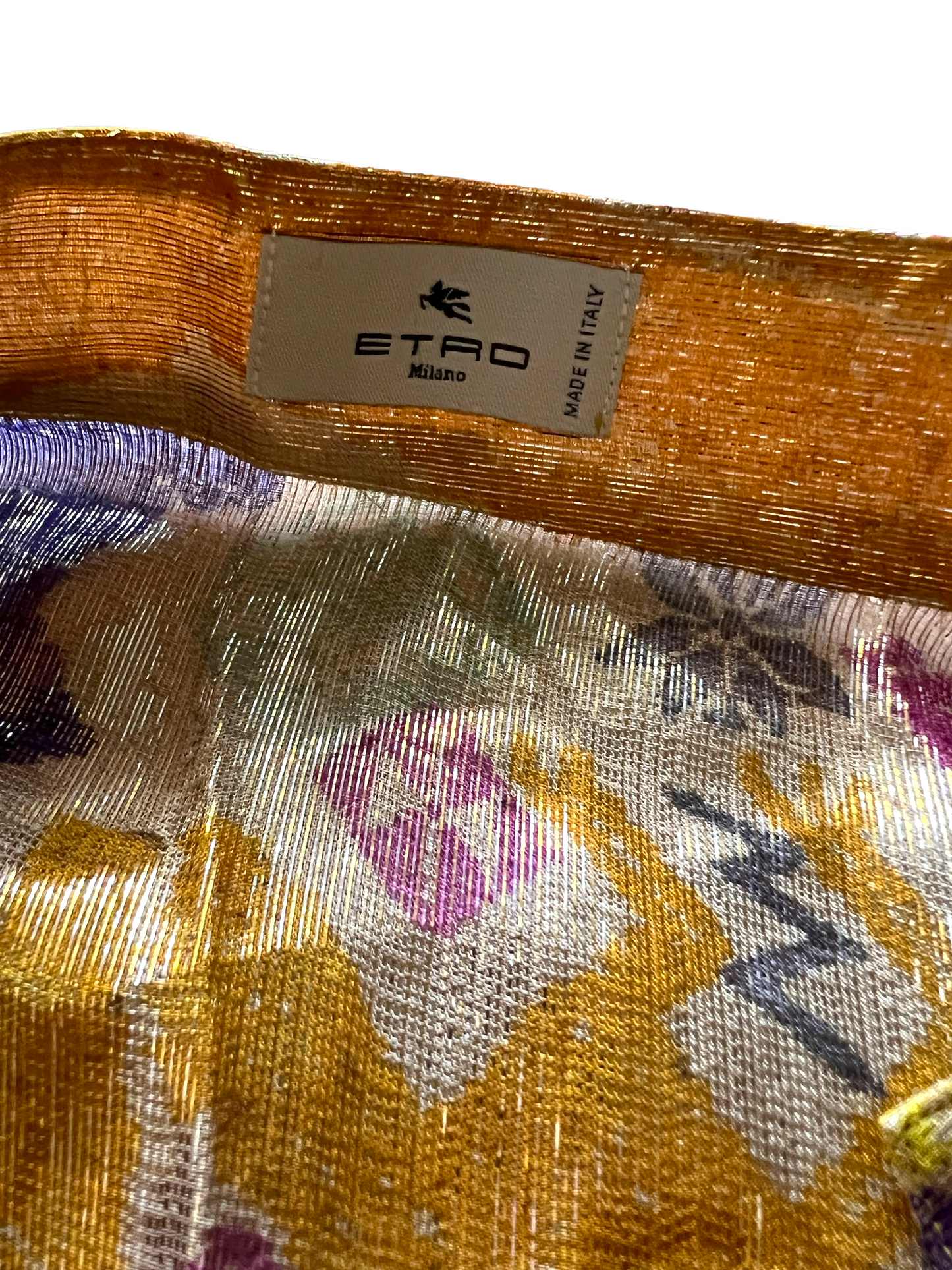 Etro Multi Color Metallic Silk Sheer Button Front Size 42 Blouse