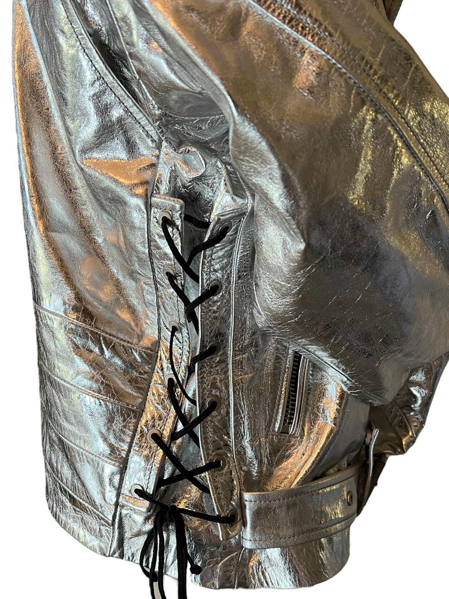 Ben Taverniti Unravel Project Silver Leather Size 44 Biker Jacket