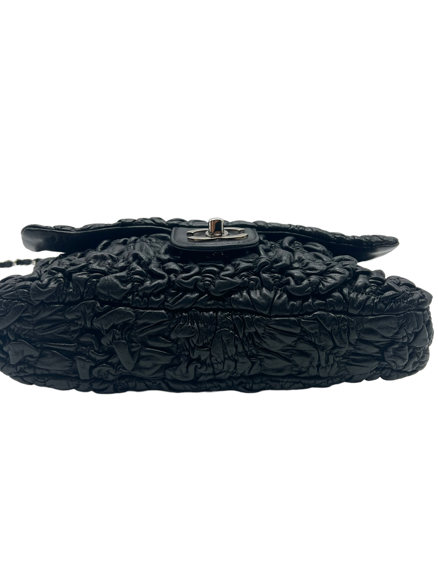 Chanel 2006-2008 Black Lambskin Astrakhan Flap Chain Shoulder Bag