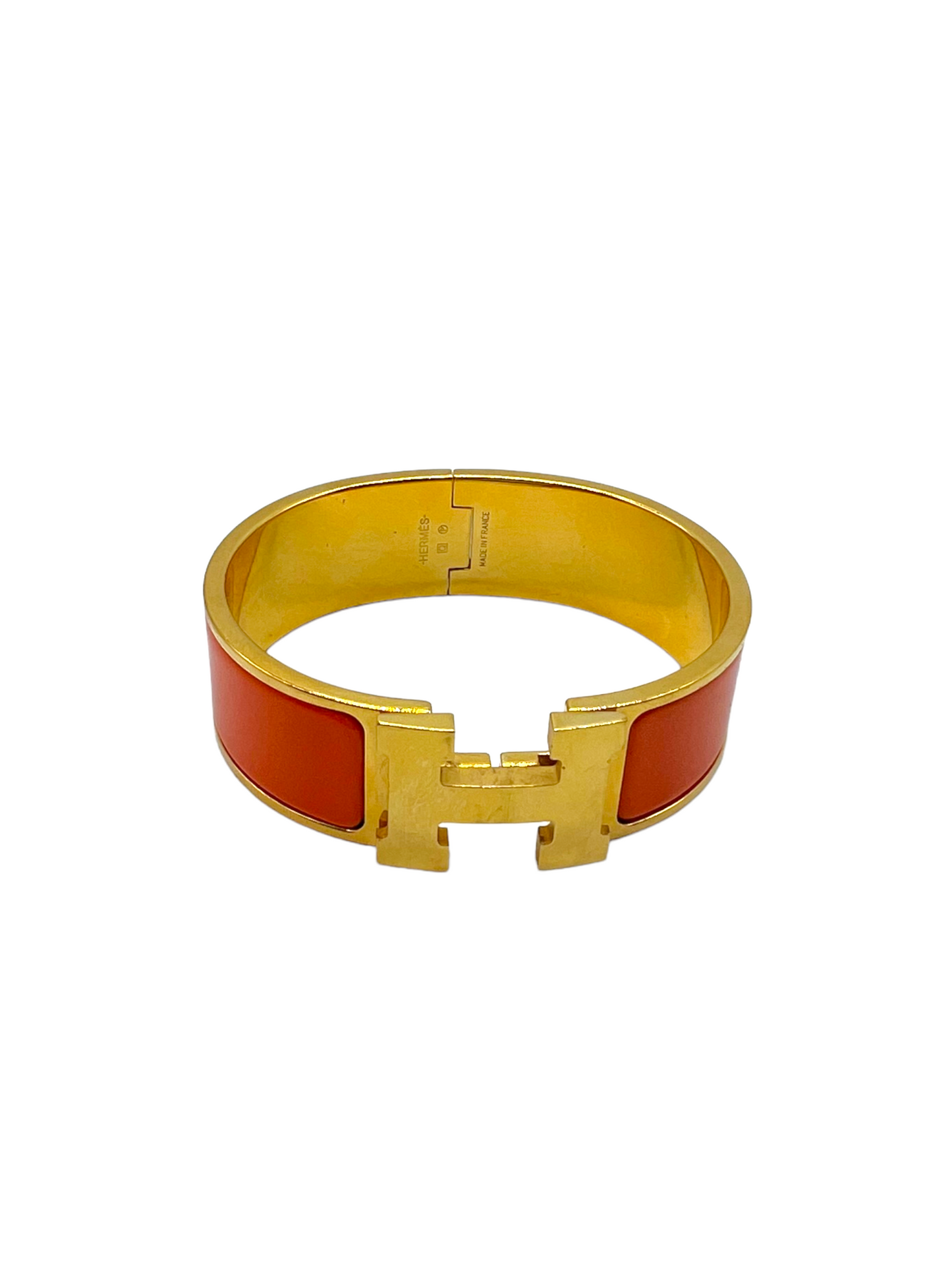 Hermes Orange H Wide Clic Clac Bracelet