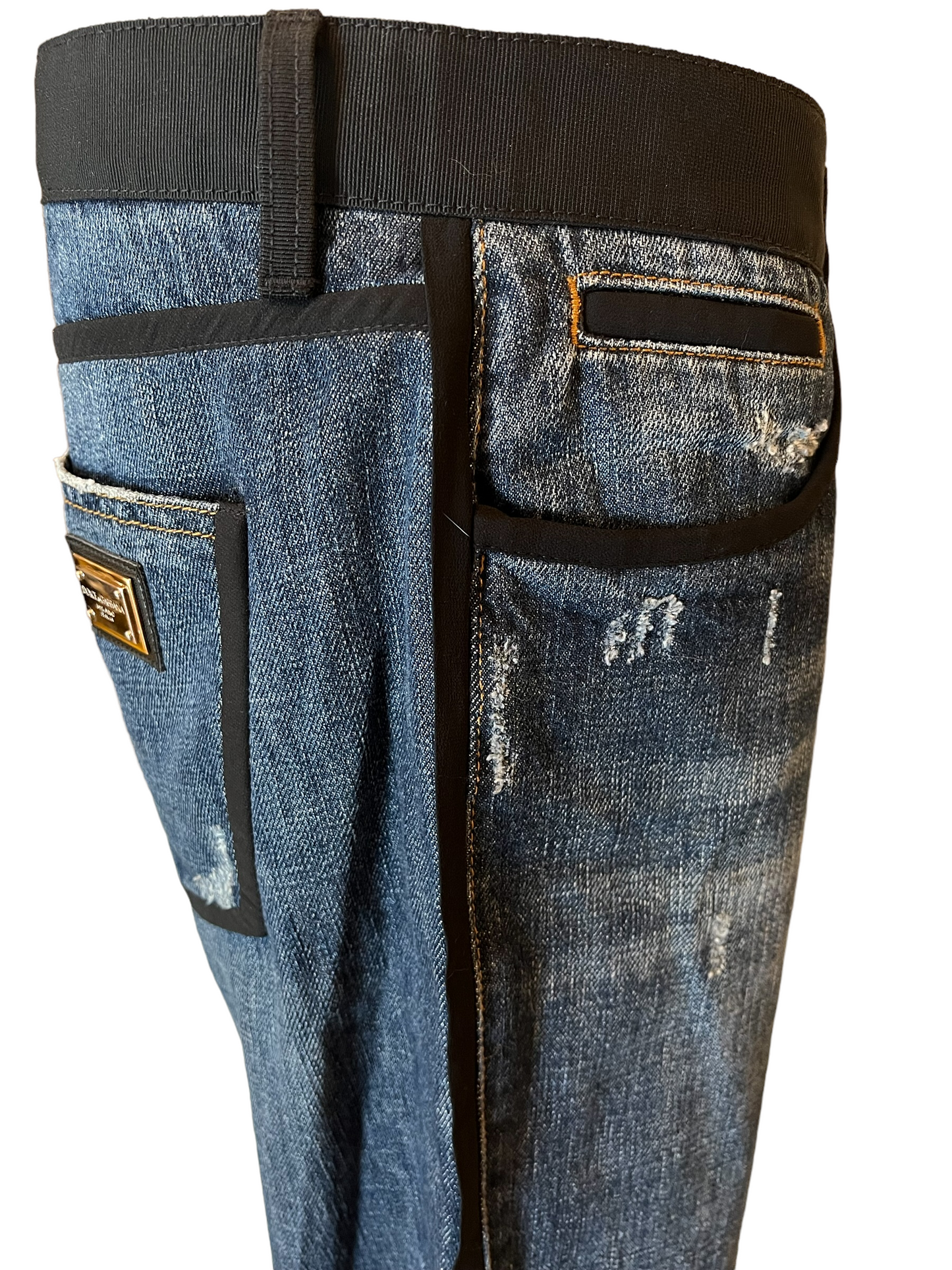 Dolce & Gabbana Distressed Grosgrain Size 46 Jeans