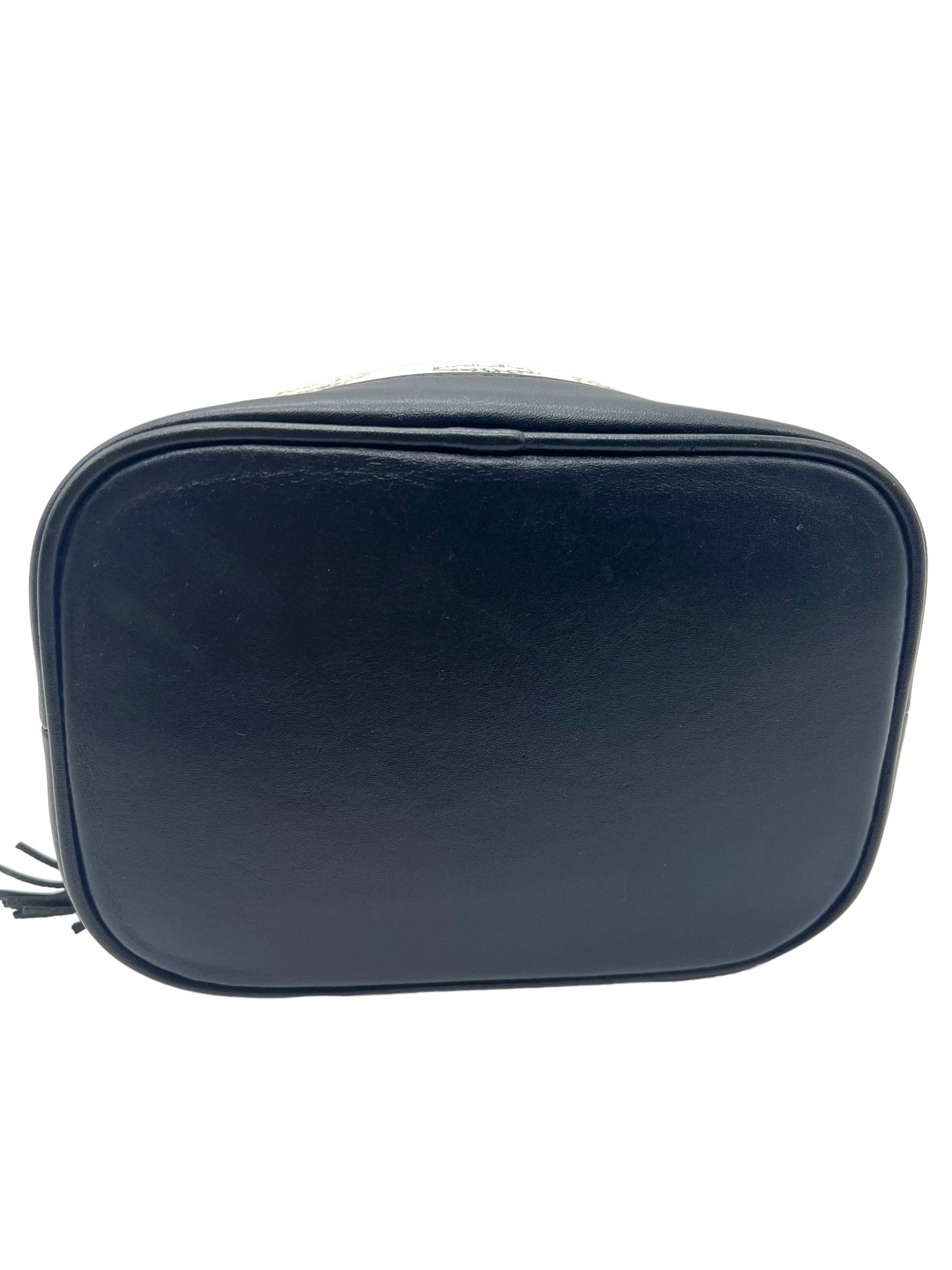 MCM Vintage White Navy Heritage Visetos Mini Bucket Crossbody