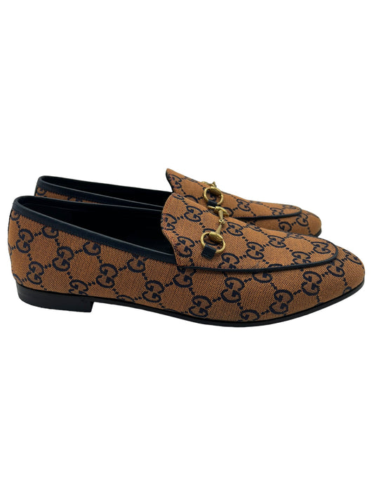 Gucci Orange & Navy GG Canvas Size 40 Jordaan Loafers