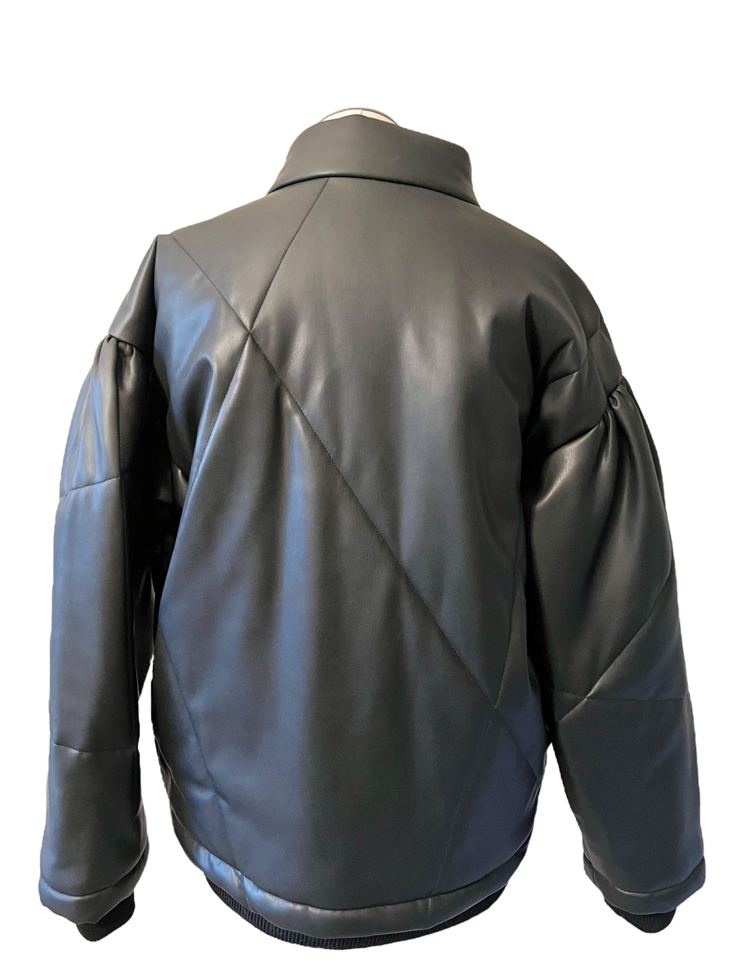 Sea NY Size S Black Faux Leather Quilted Jacket