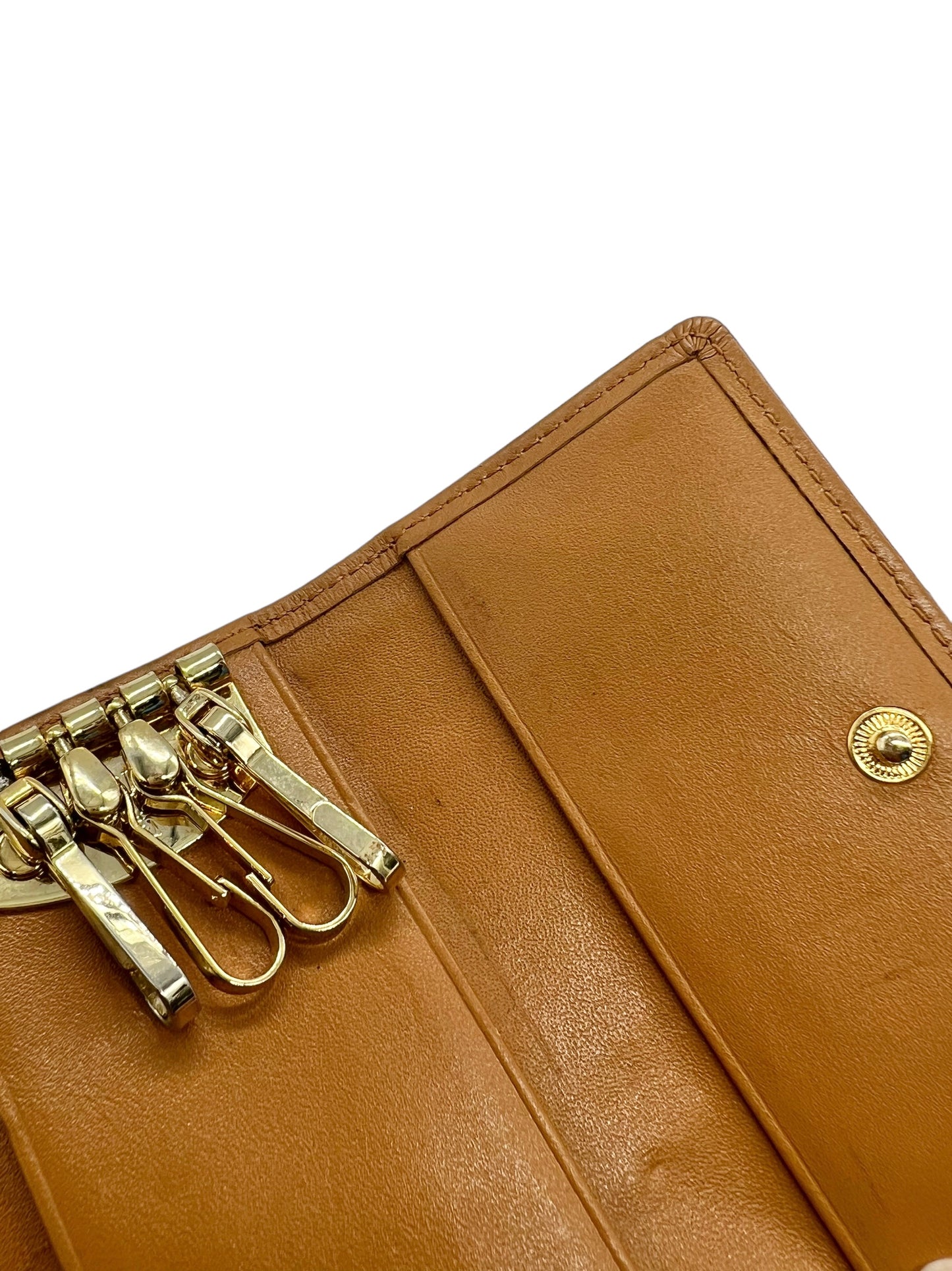MCM Tan Visetos Key Holder Wallet