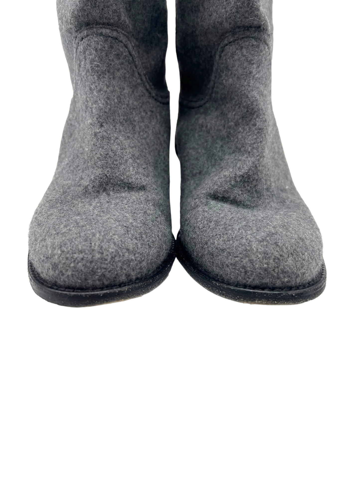 Chanel Gray Knit CC Logo Size 38 Riding Boots