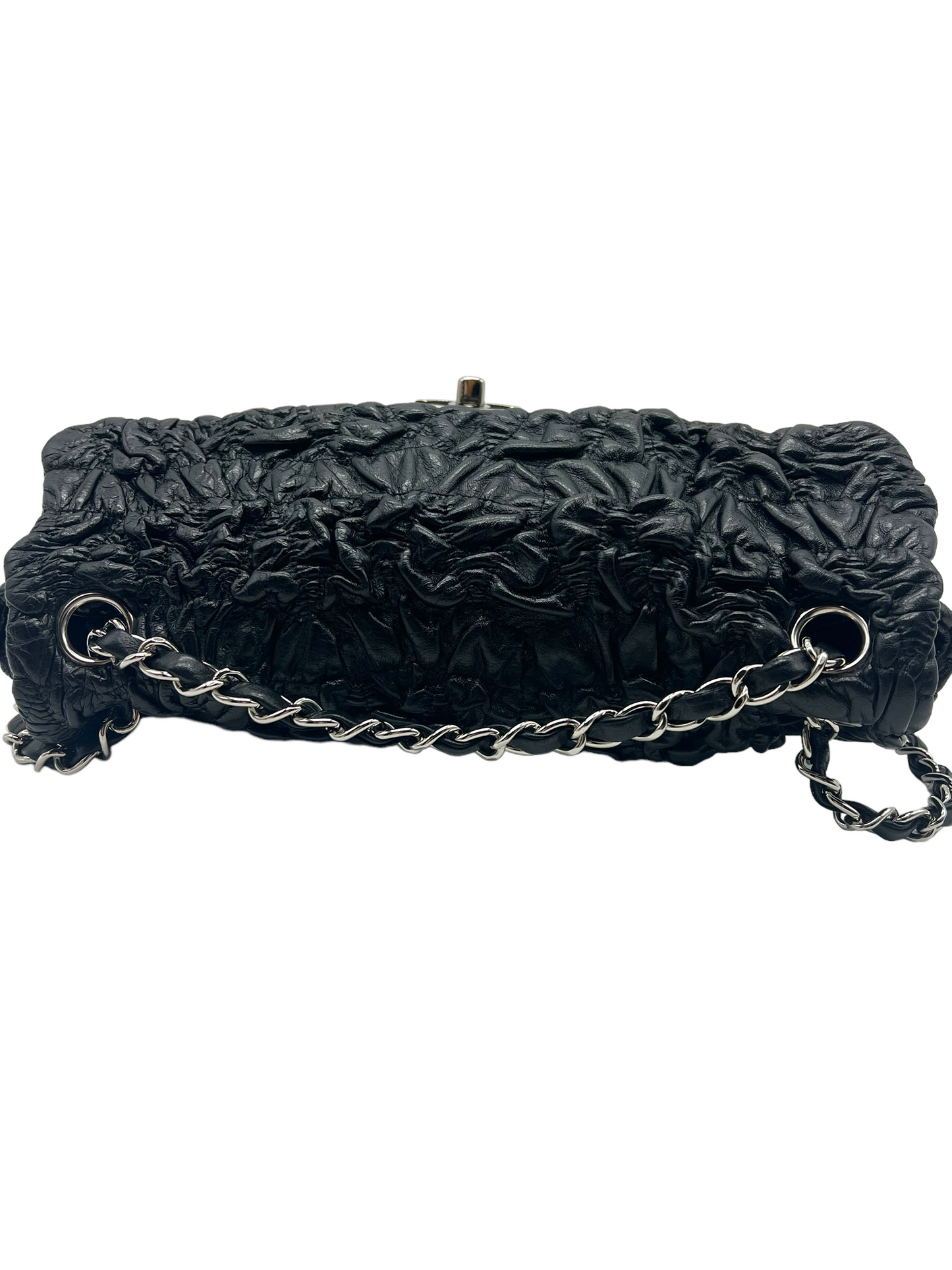 Chanel 2006-2008 Black Lambskin Astrakhan Flap Chain Shoulder Bag