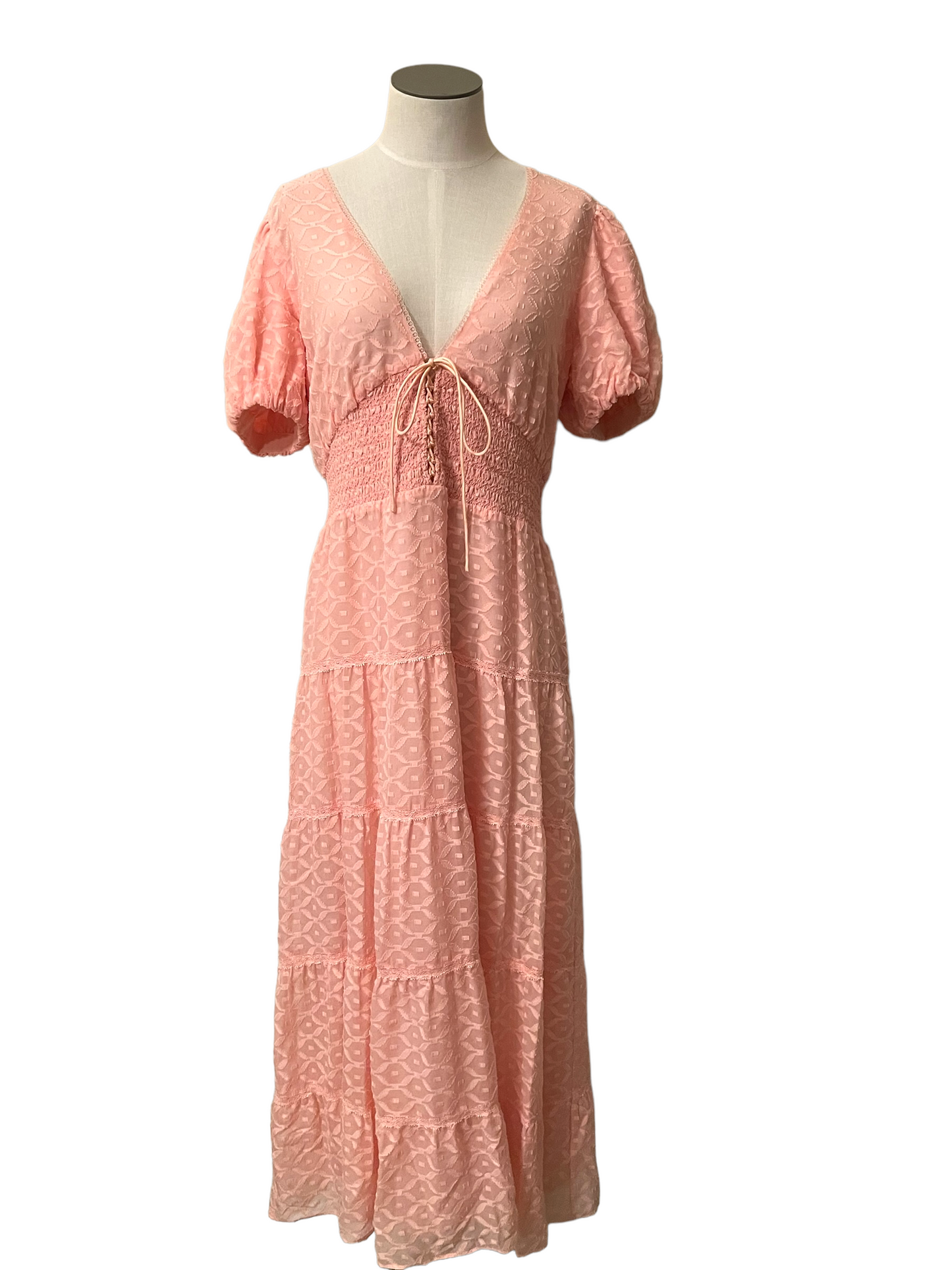 Alice + Olivia Pink Tia Silk Blend Size 10 Midi Dress