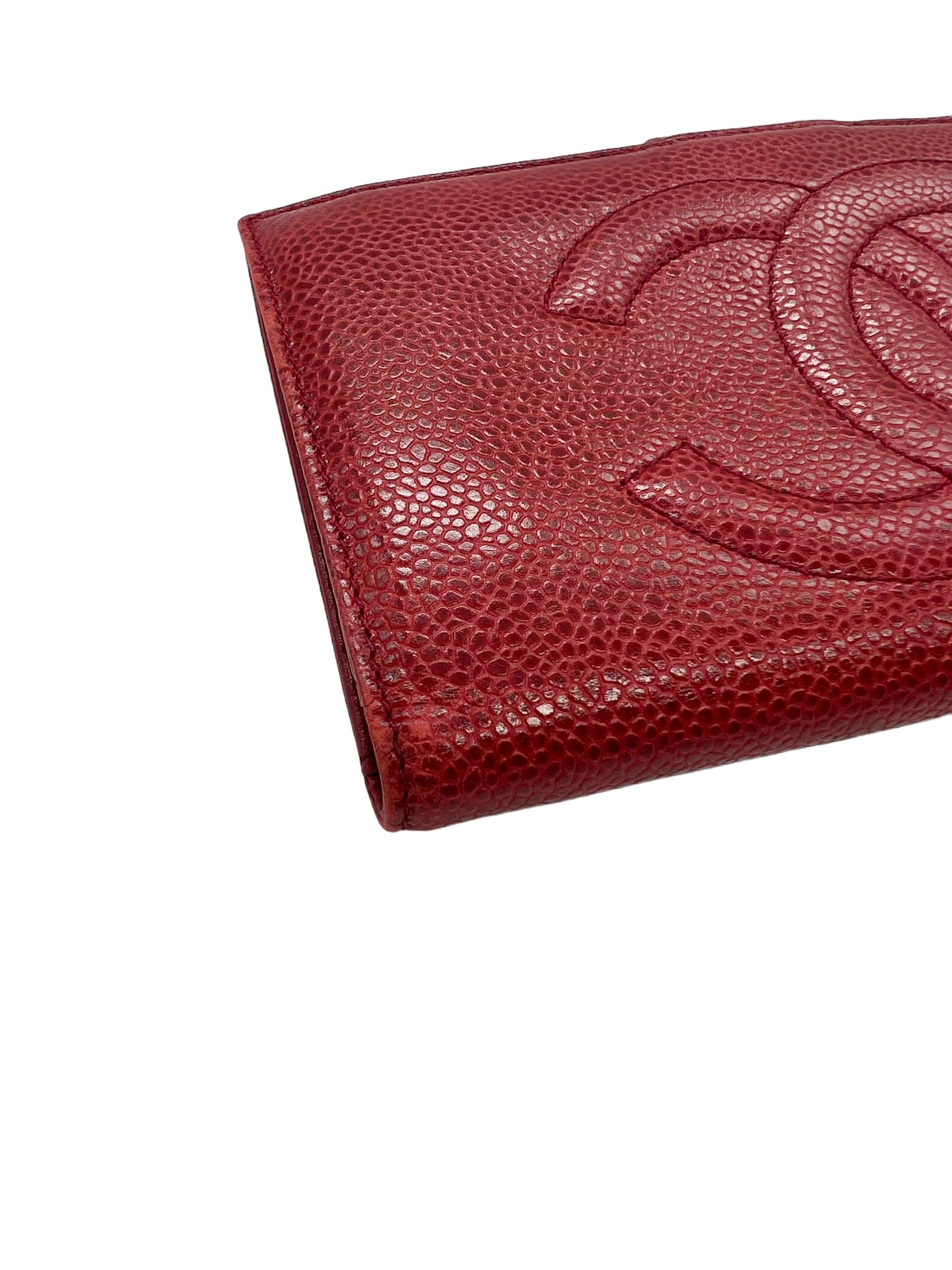 Chanel Red Caviar Vintage 1991-1994 Timeless French Purse Wallet