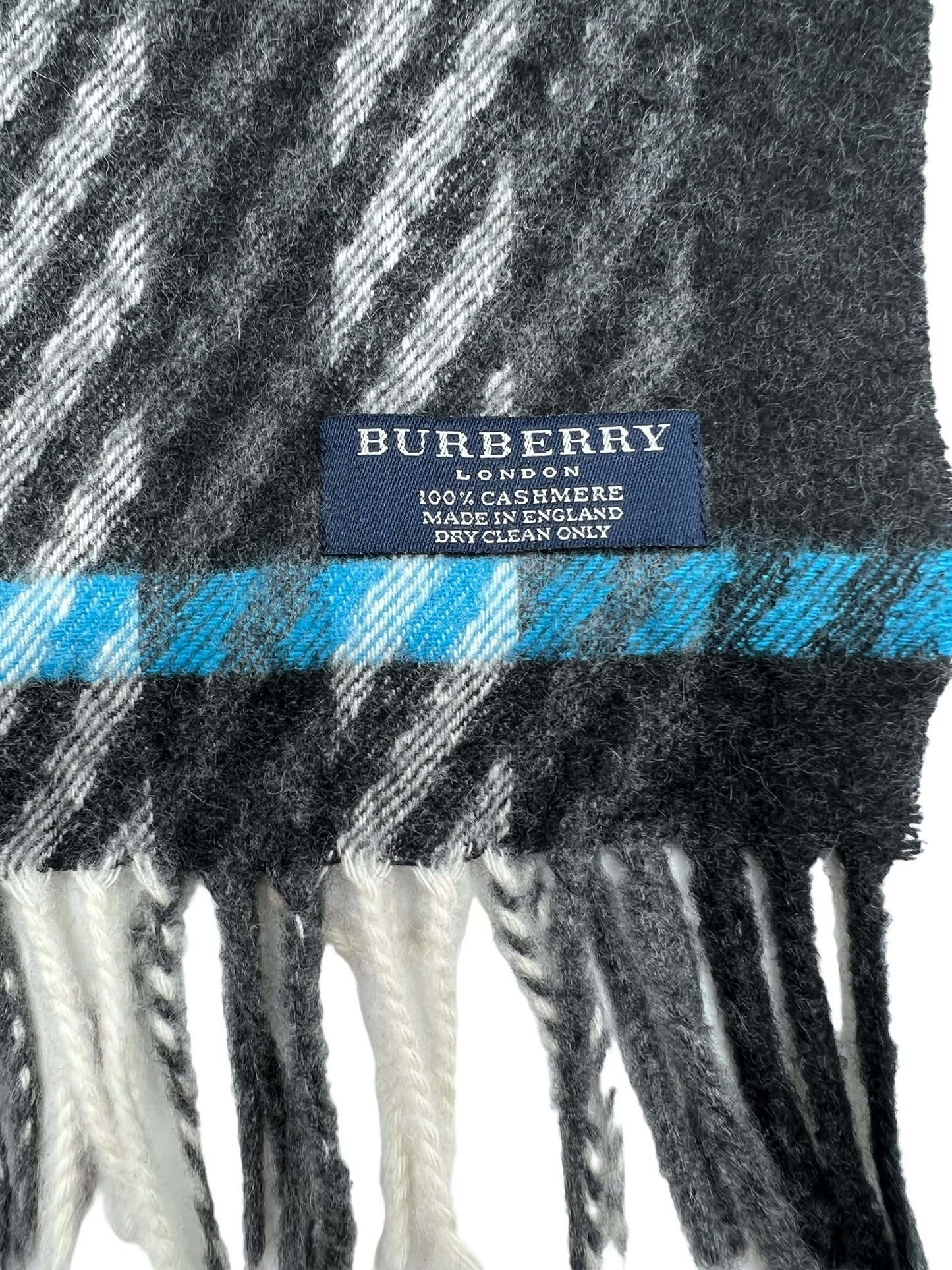 Burberry Cashmere Plaid Fringe Scarf