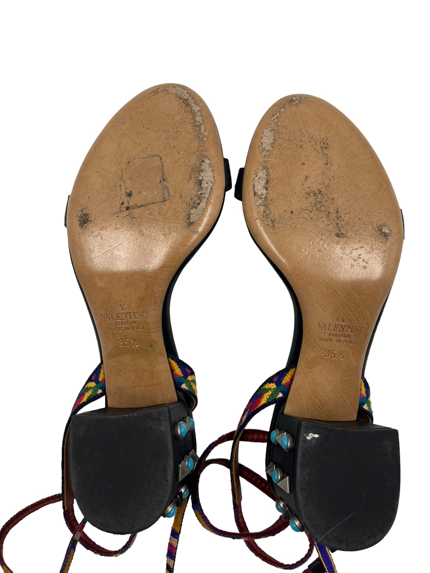 Valentino Black Rockstud Bead Size 35.5 Sandals