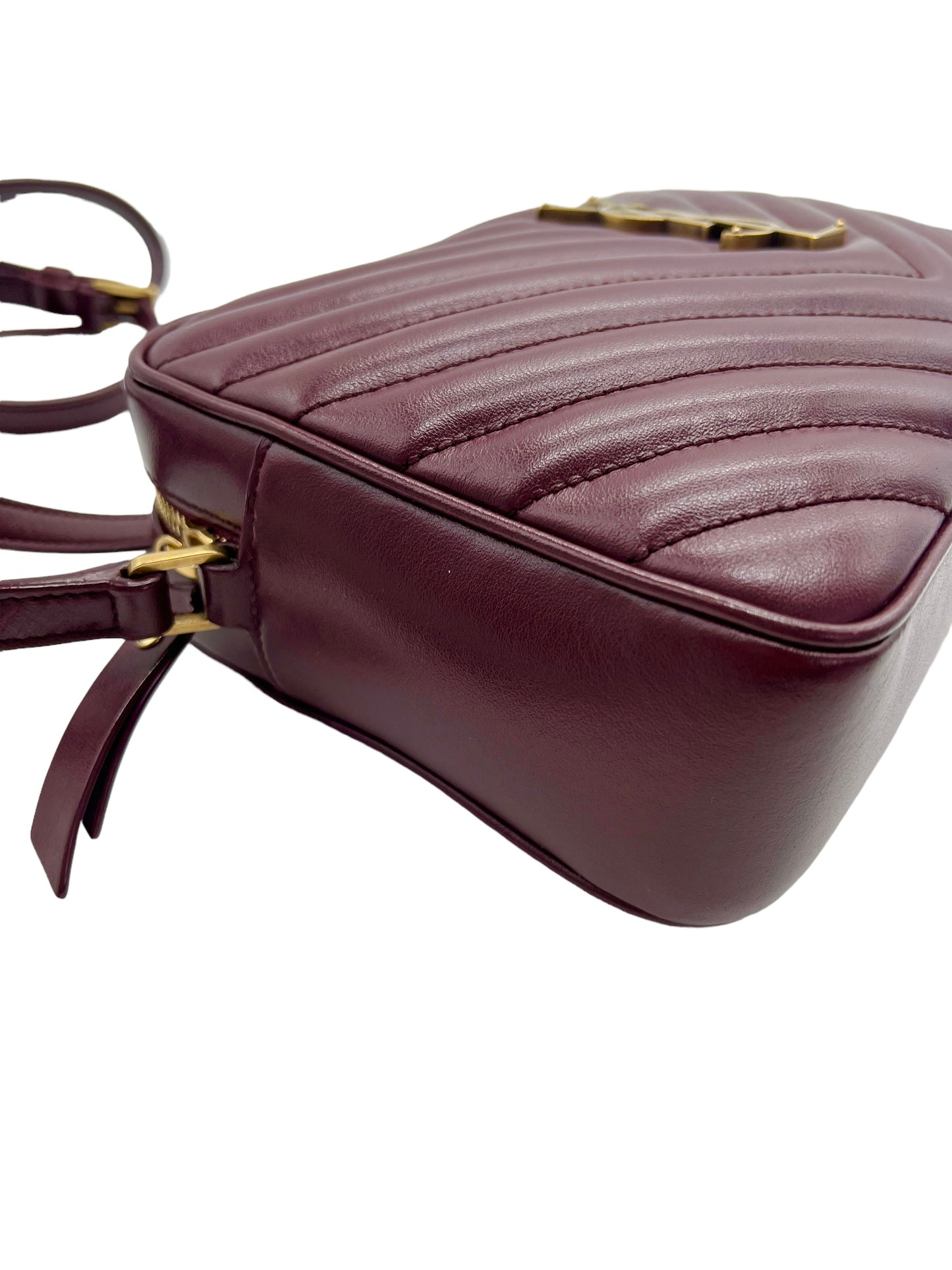 Saint Laurent YSL Burgundy Leather Loulou Camera Bag