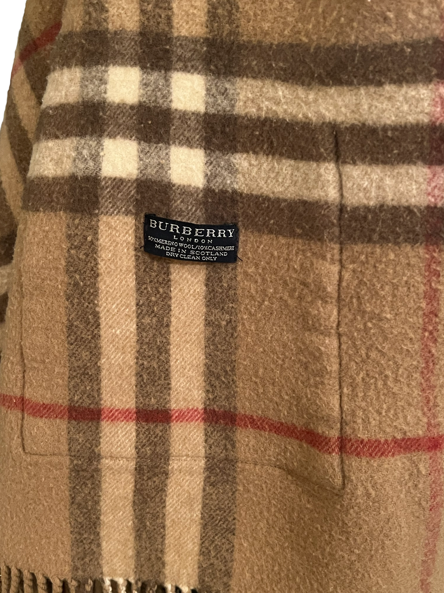 Burberry Tan Double Sided Scarf With Pockets