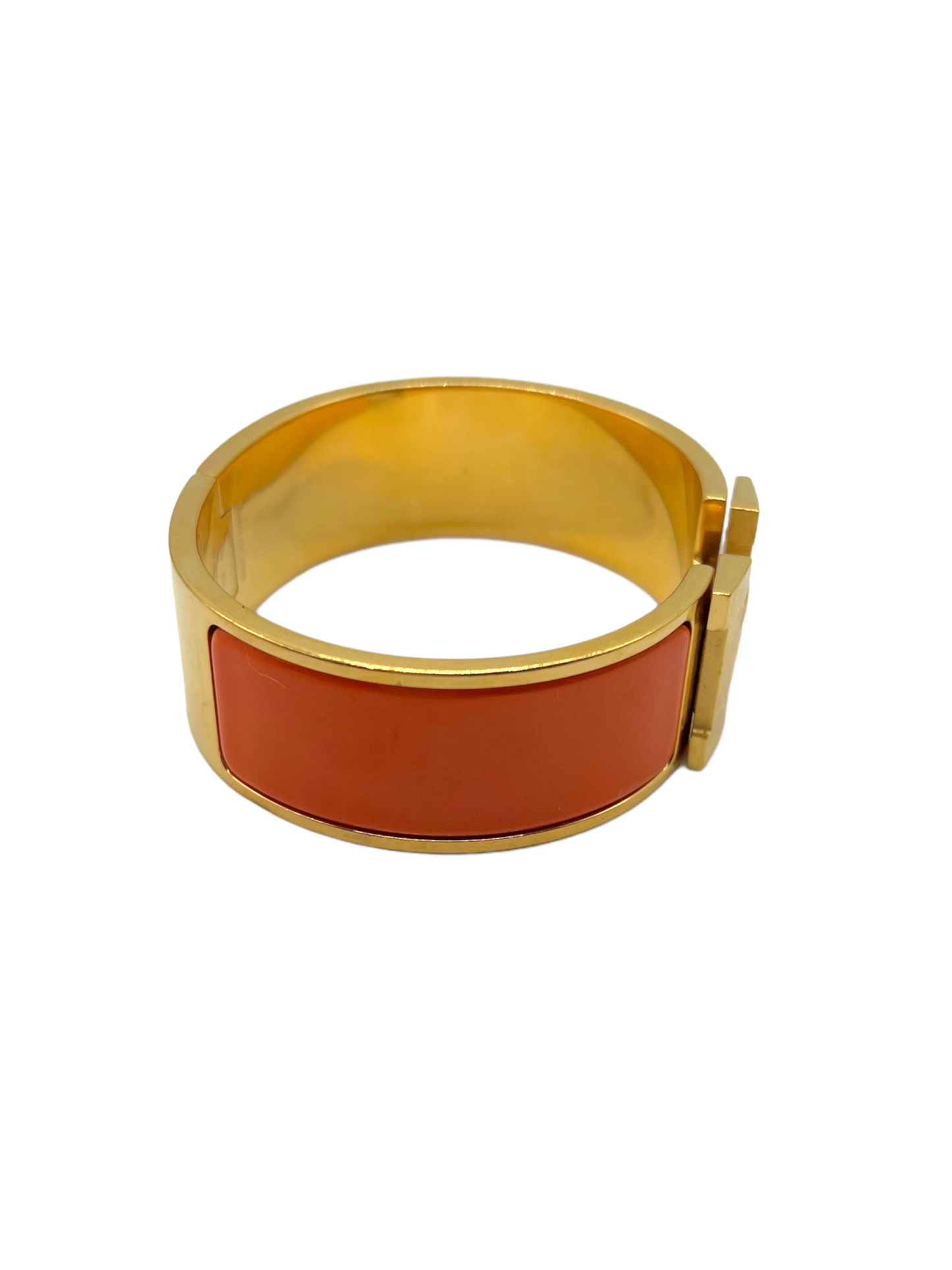Hermes Orange H Wide Clic Clac Bracelet