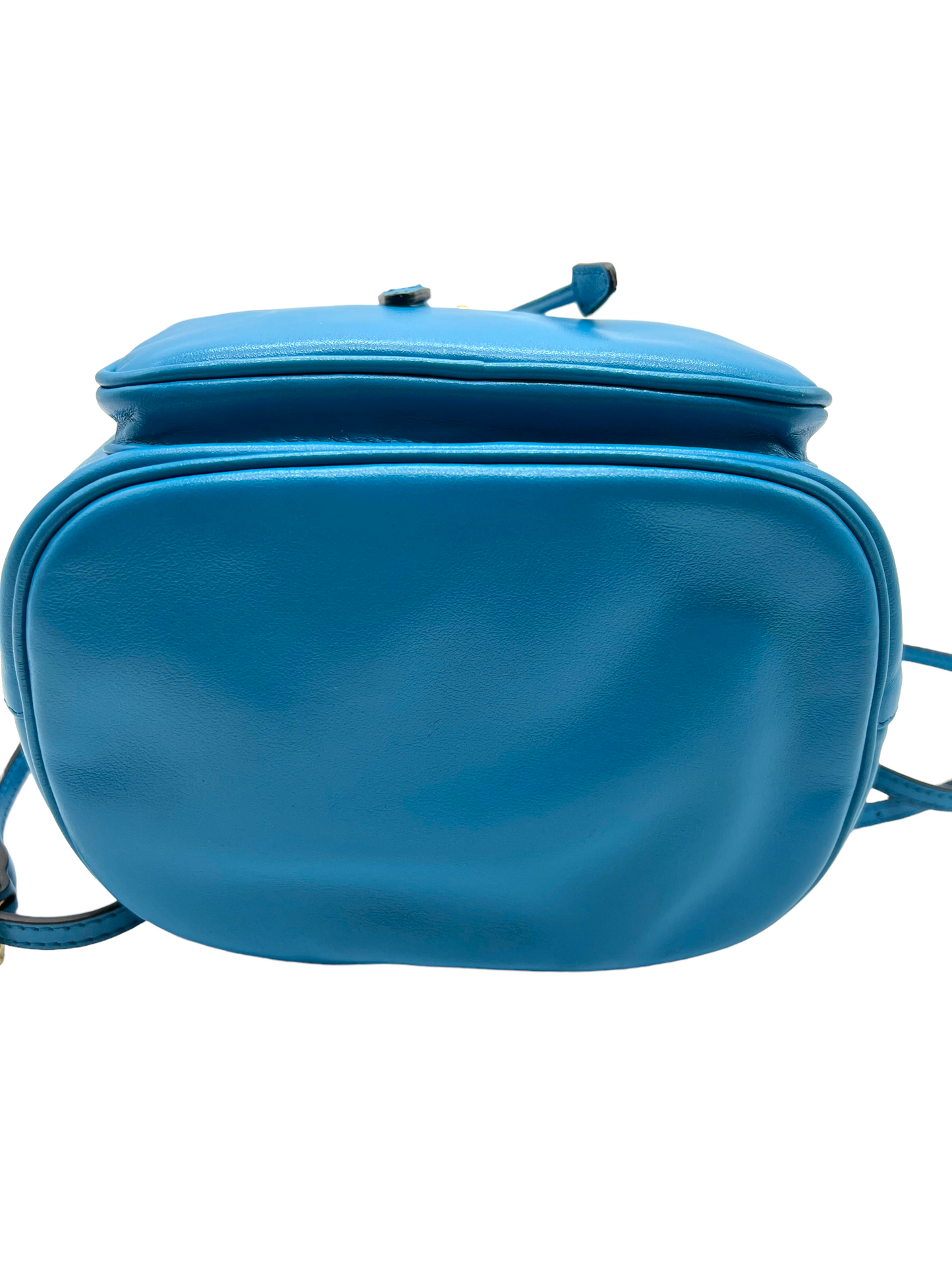 Prada Blue Leather Small Drawstring Bucket Handbag
