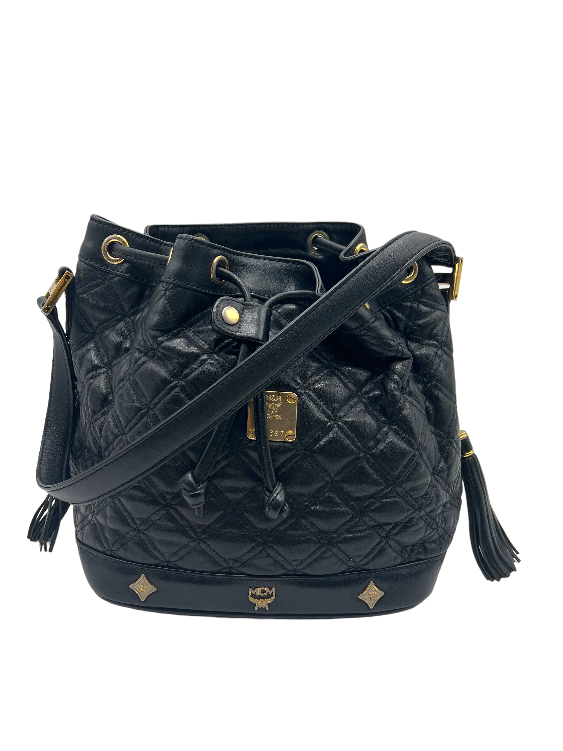 Black mcm bucket bag 2025
