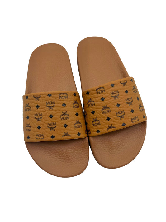 MCM Size 39 Tan Heritage Visetos Pool Slides