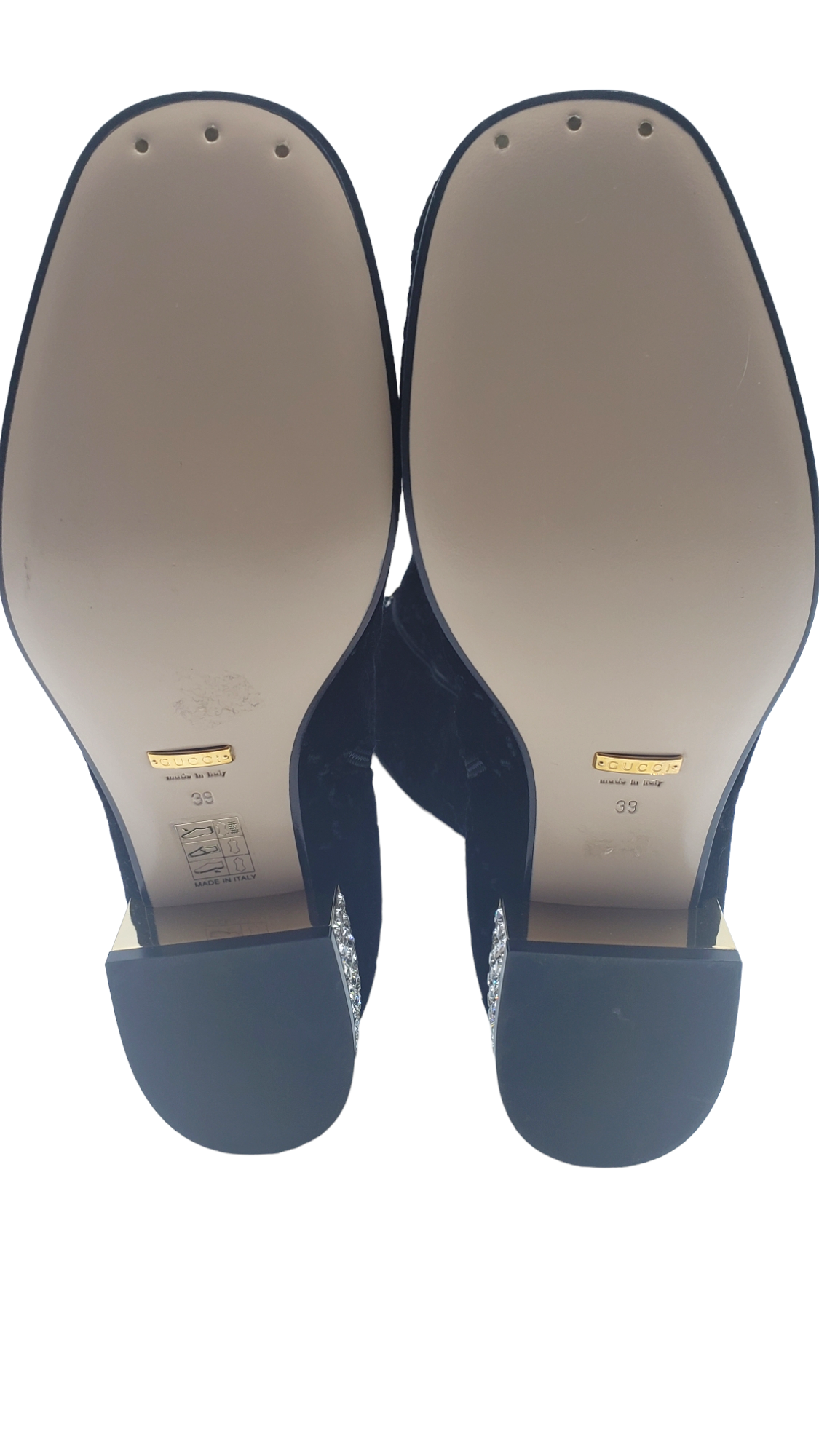 Gucci Black Black GG Velvet Horsebit Crystal Size 39 Boots