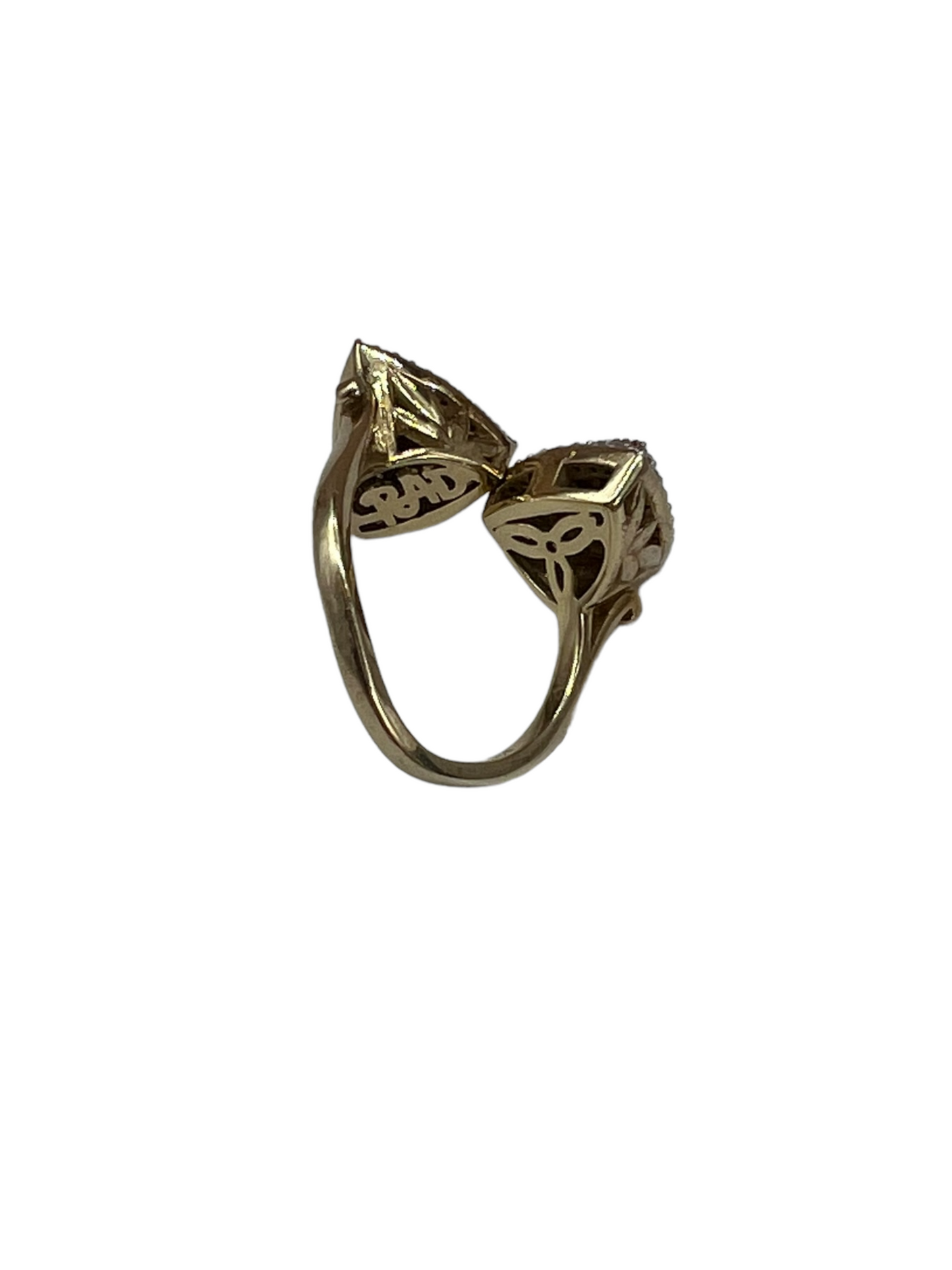 Michael Drechsler Gold Plated Sterling Silver Pave Diamond Size 7 Pyramid Cuff Ring