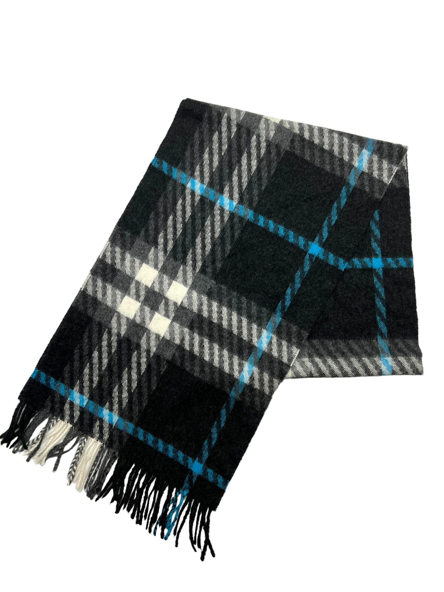 Burberry Cashmere Plaid Fringe Scarf