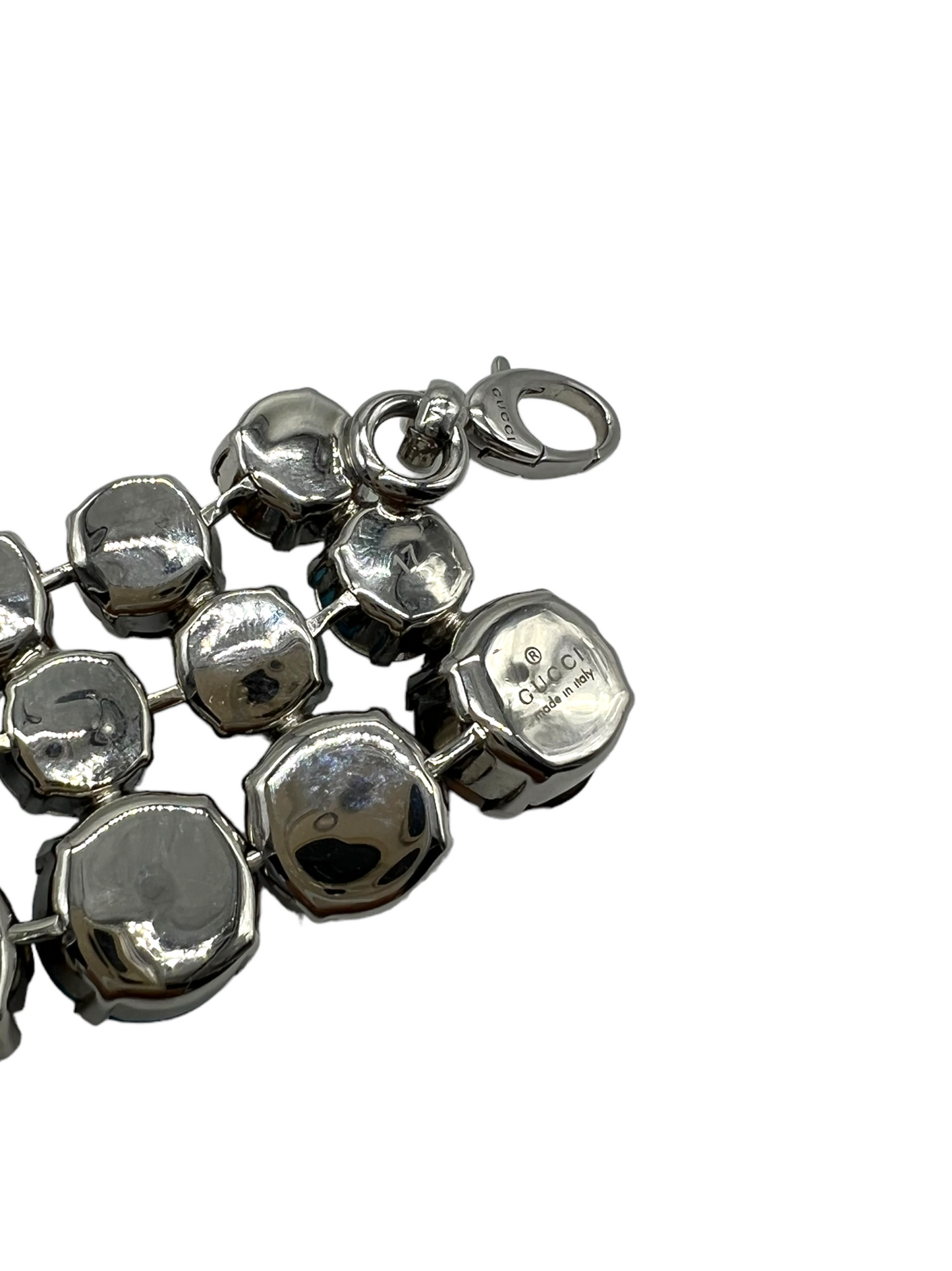 Gucci 2014 Silver Bamboo Embellished Size 17 Spike Bracelet