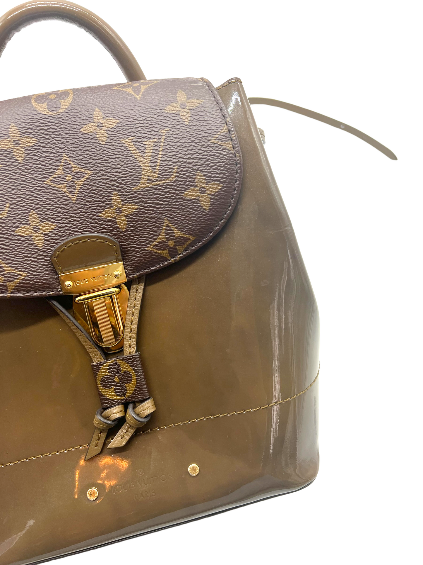 Louis Vuitton Vert Bronze Vernis Monogram Hot Springs Backpack Handbag