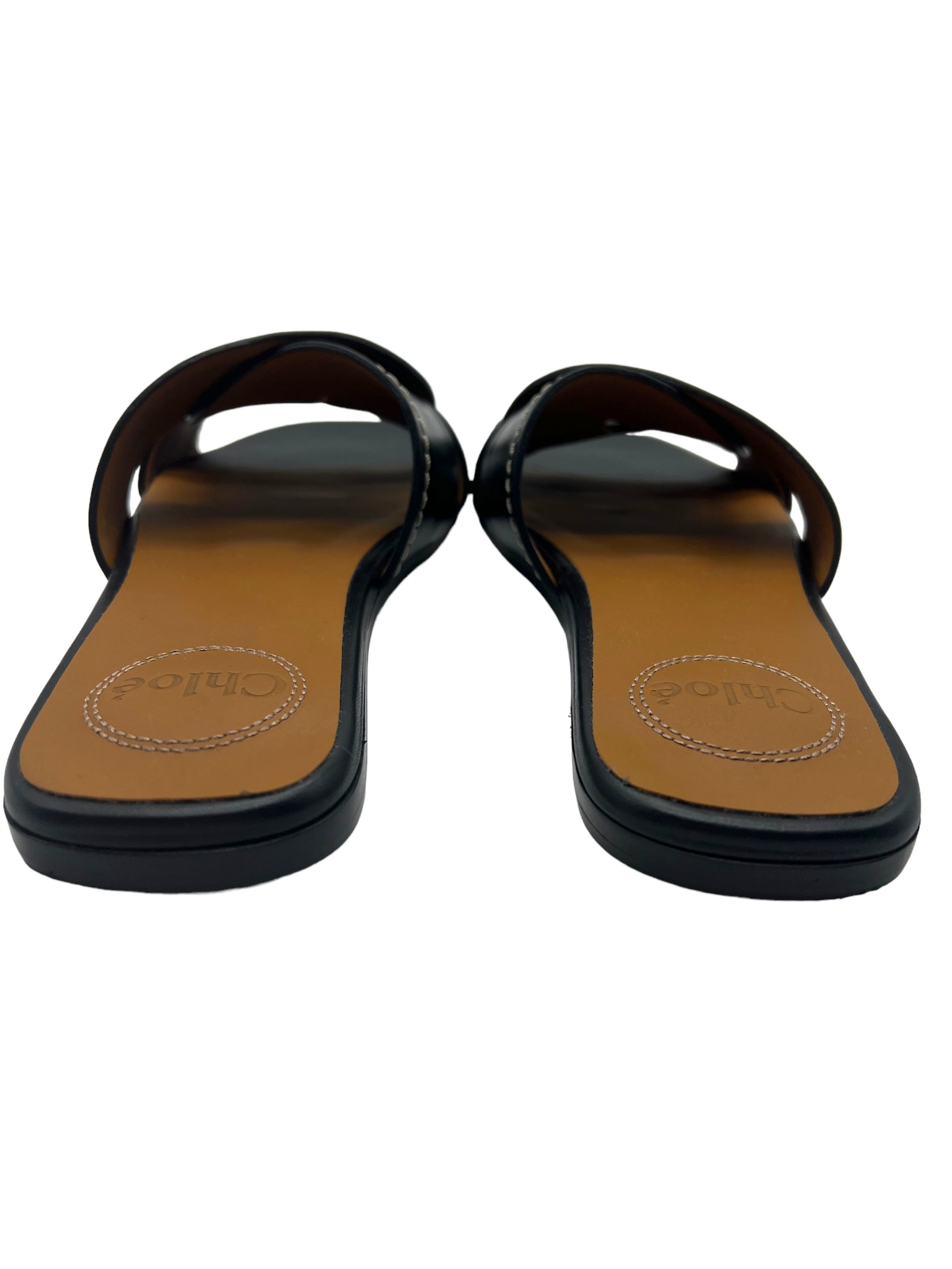 Chloe Black Leather Grecia Size 38 Slides