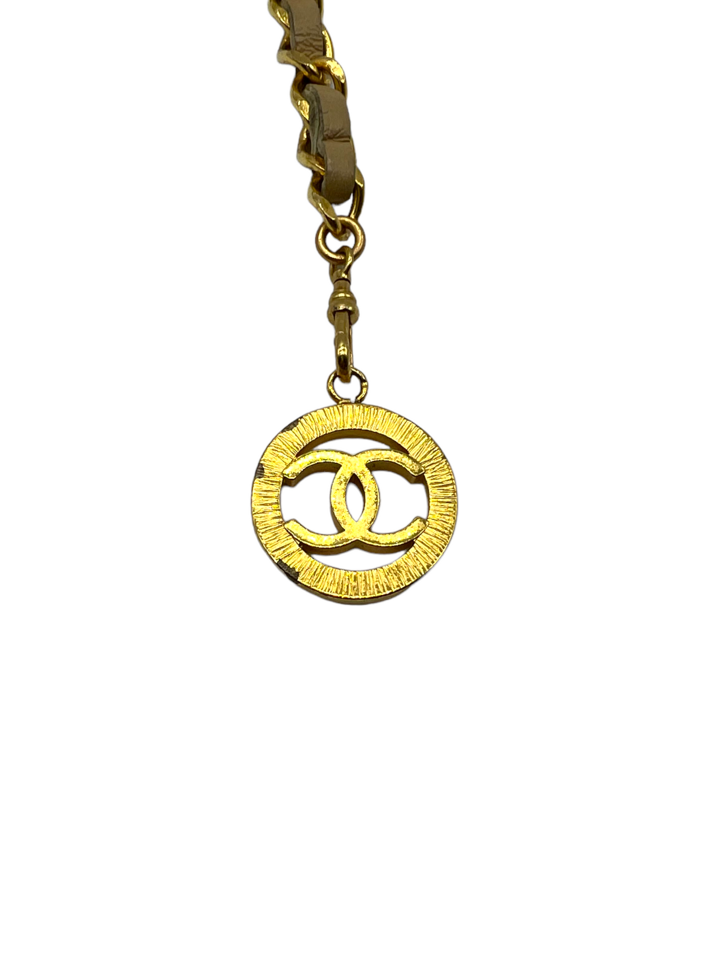 Chanel Vintage 1984 Beige Leather Chain CC Size S Belt