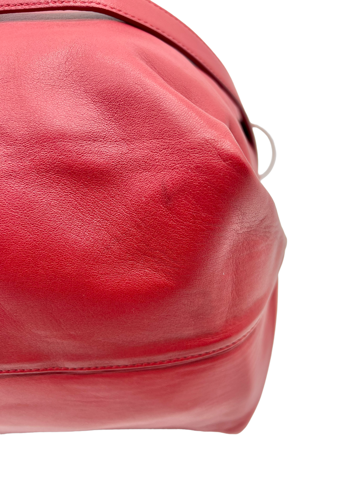 Saint Laurent YSL Red Leather Large Teddy Drawstring Bucket Bag