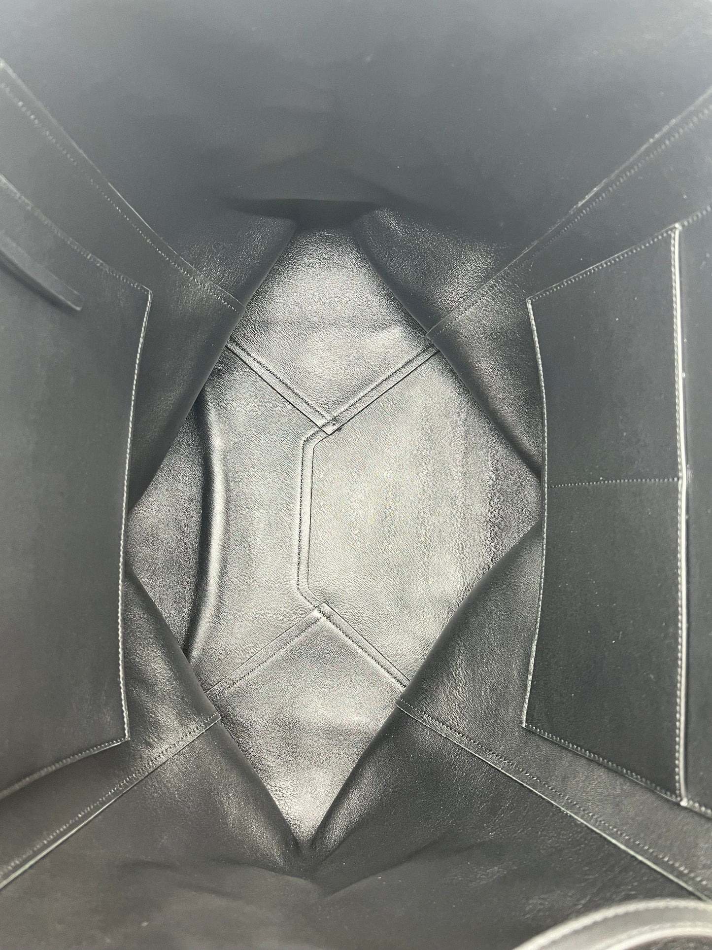 Celine Black Calfskin Large Cabas Clasp Tote