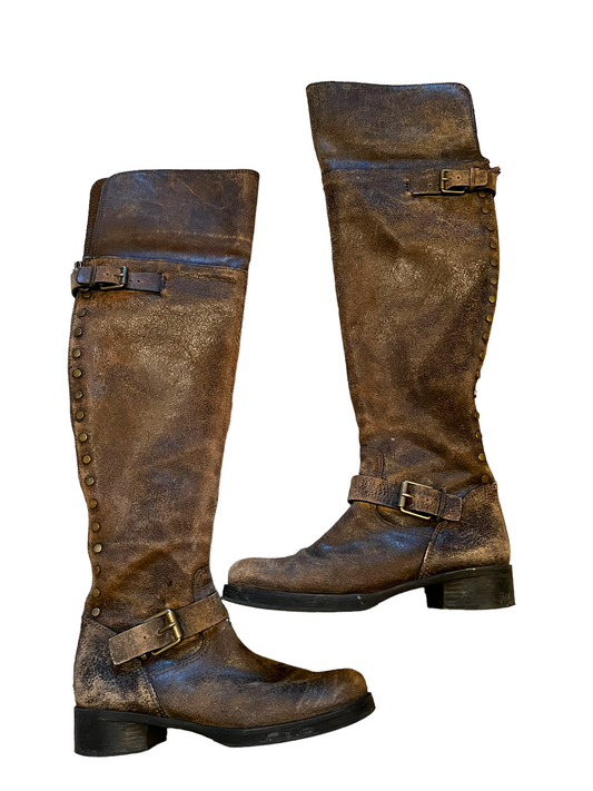 Tory Burch Brown Distressed Tarulli OTK Size 8 Boots