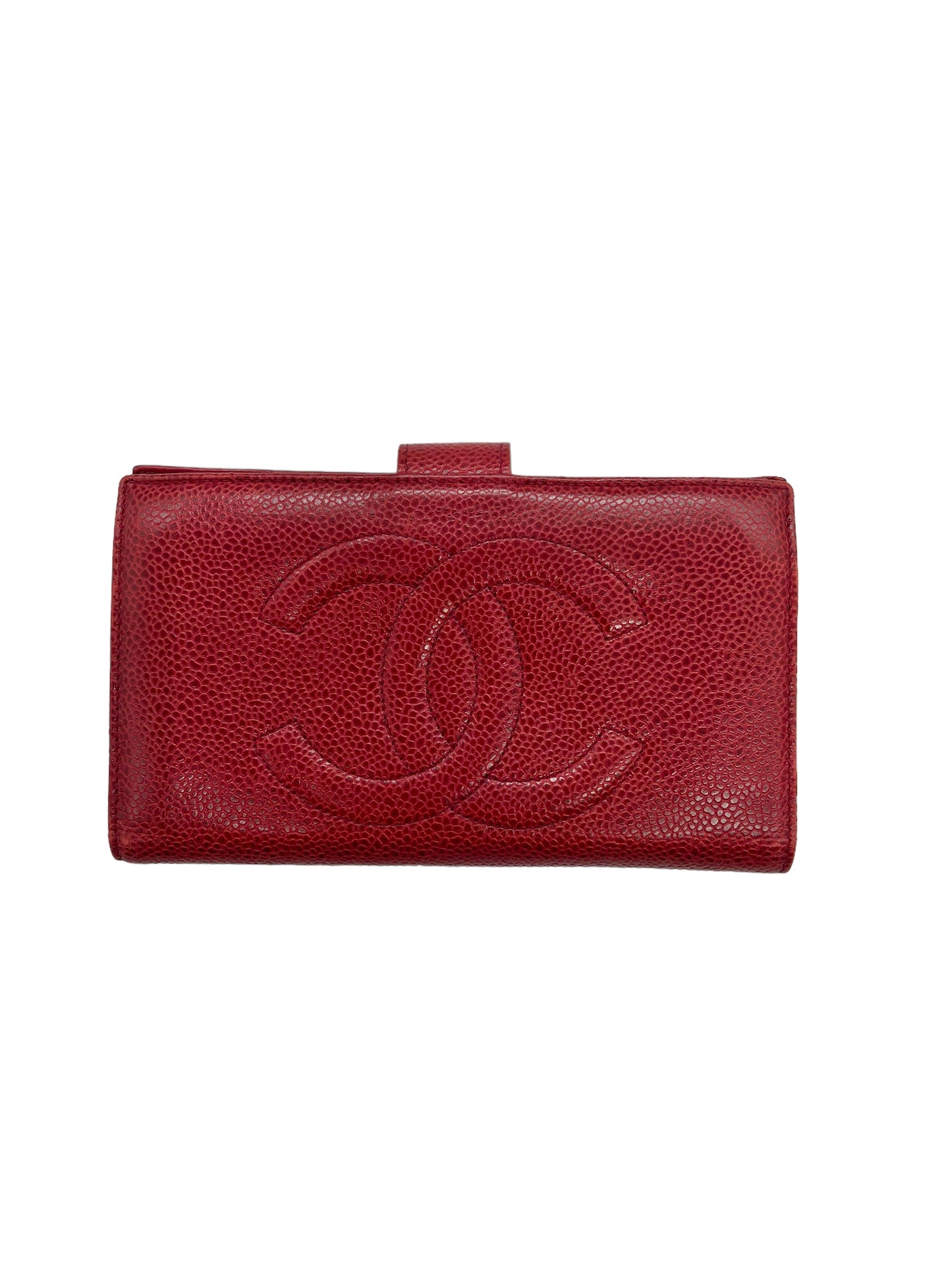 Chanel Red Caviar Vintage 1991-1994 Timeless French Purse Wallet