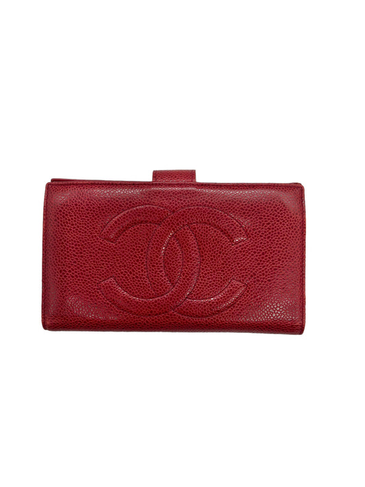 Chanel Red Caviar Vintage 1991-1994 Timeless French Purse Wallet