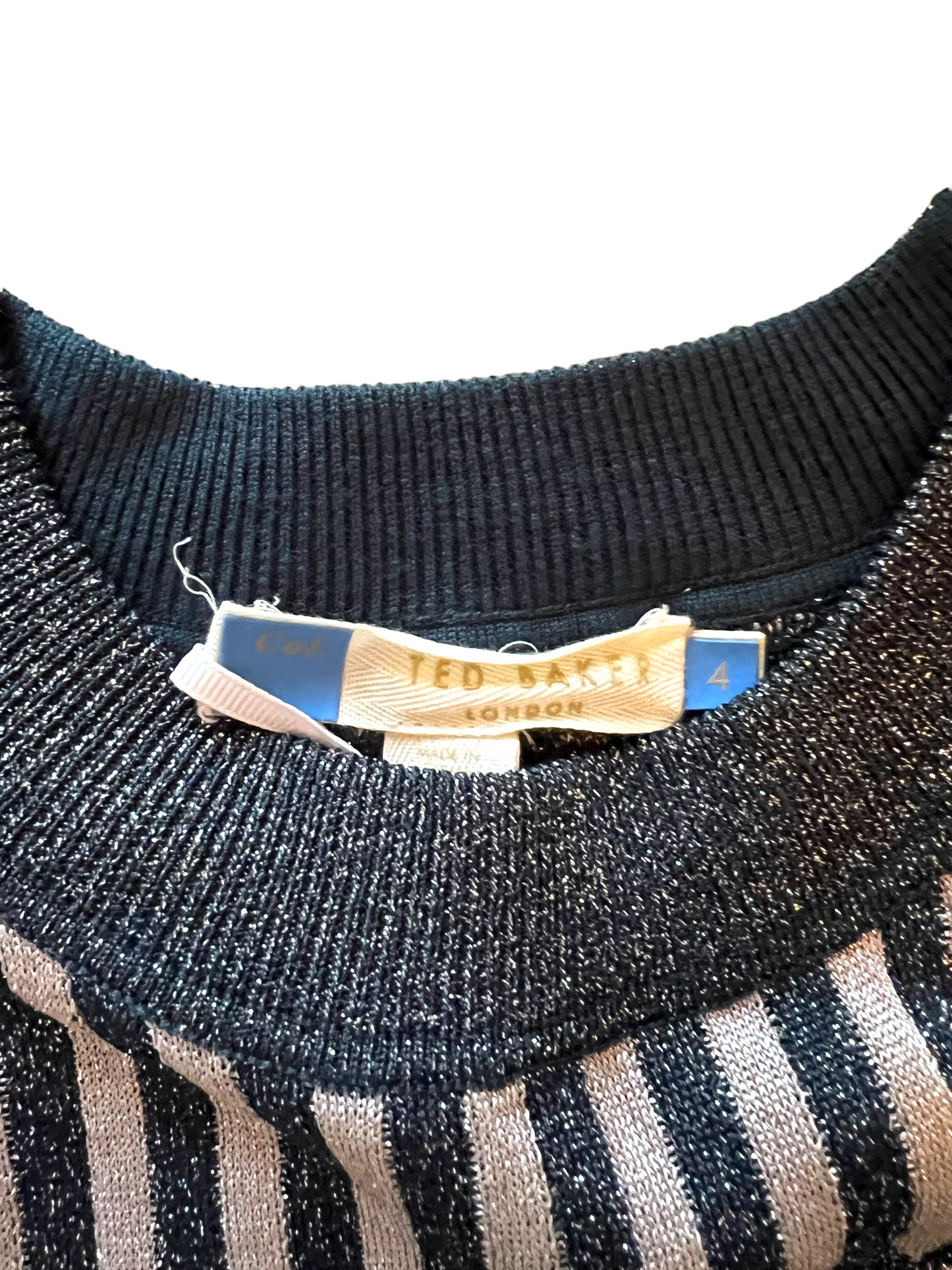 Ted Baker Size 4 Lurex Metallic Knit Dress