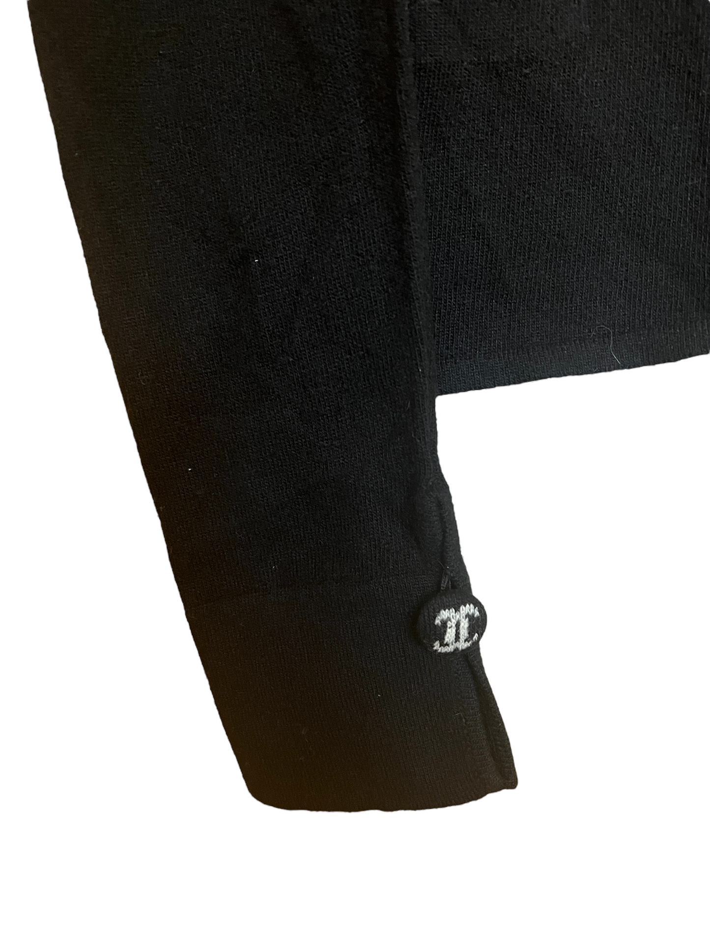Chanel Black Cashmere 02A Logo Buttons Size 46 Sweater