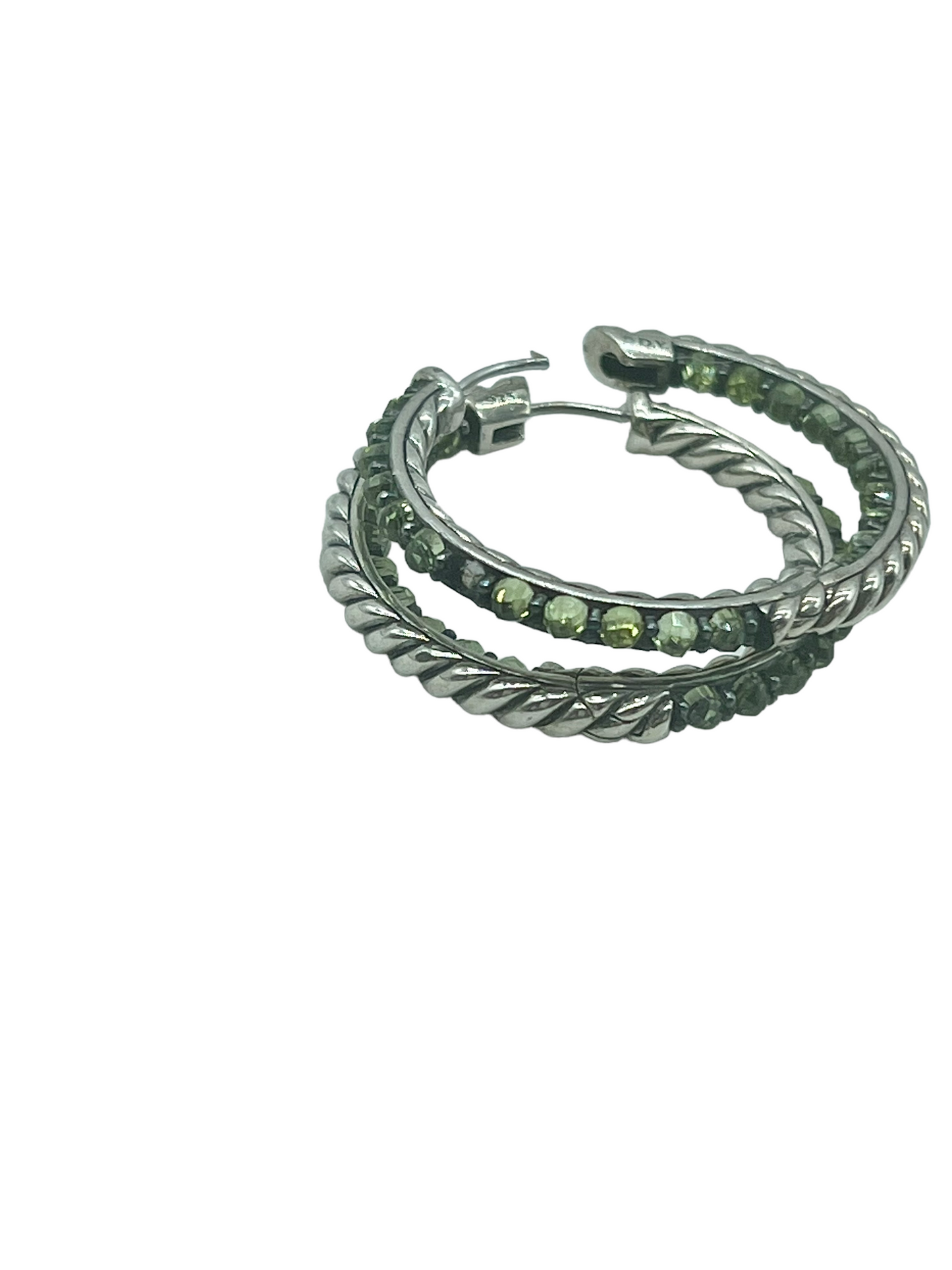 David Yurman Sterling Silver Prasiolite Berries Hoop Earrings