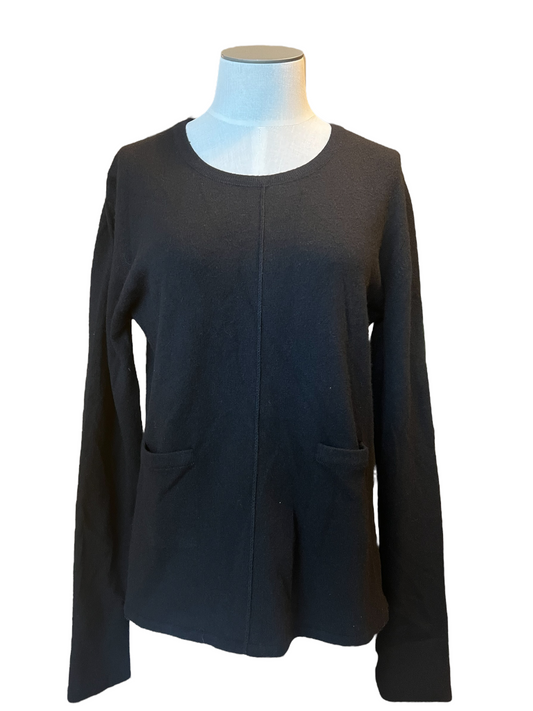 Chanel Black Cashmere 02A Logo Buttons Size 46 Sweater