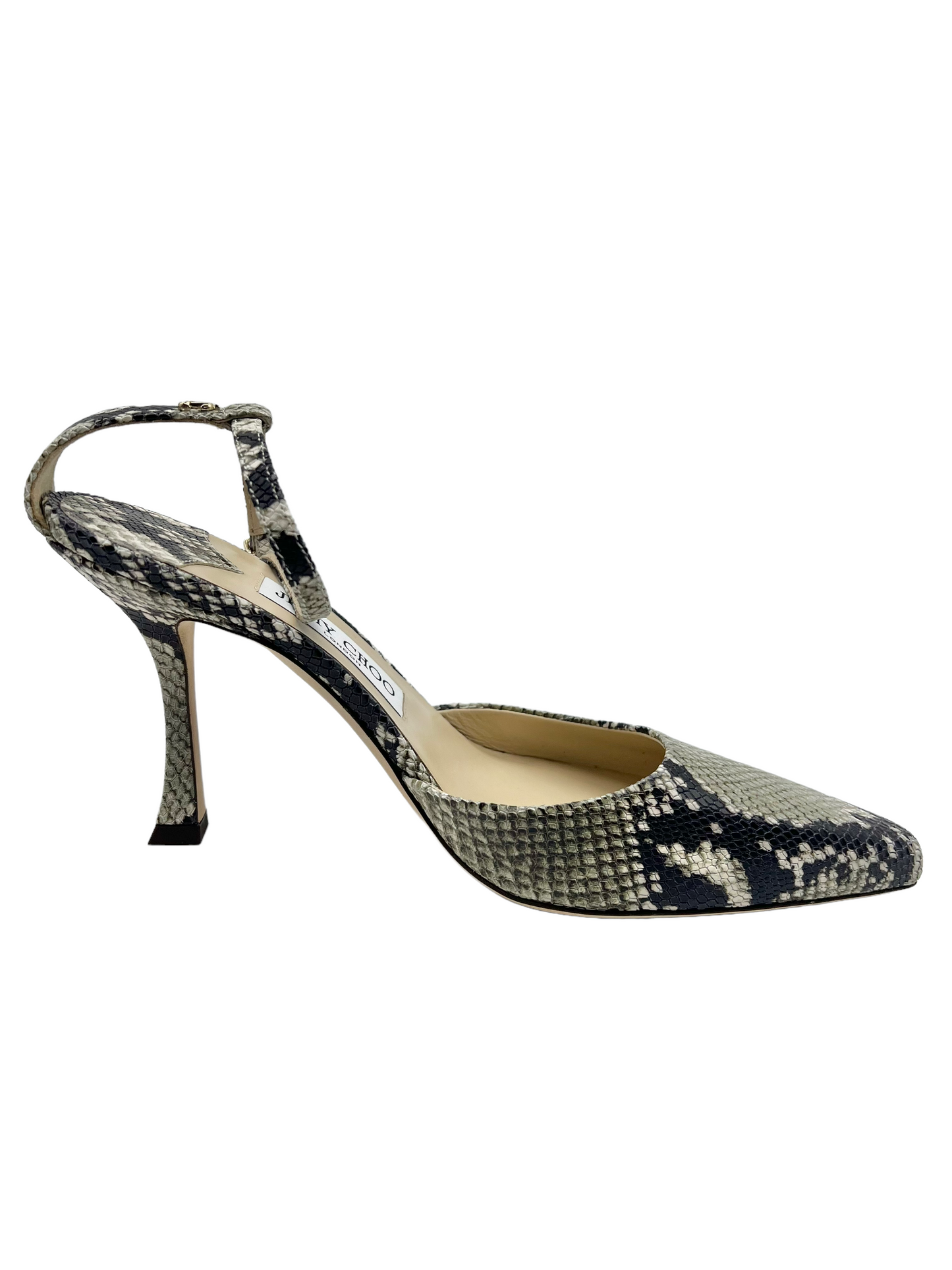 Jimmy Choo Snakeskin Embossed Size 39 Mair 90 Slingback Heels