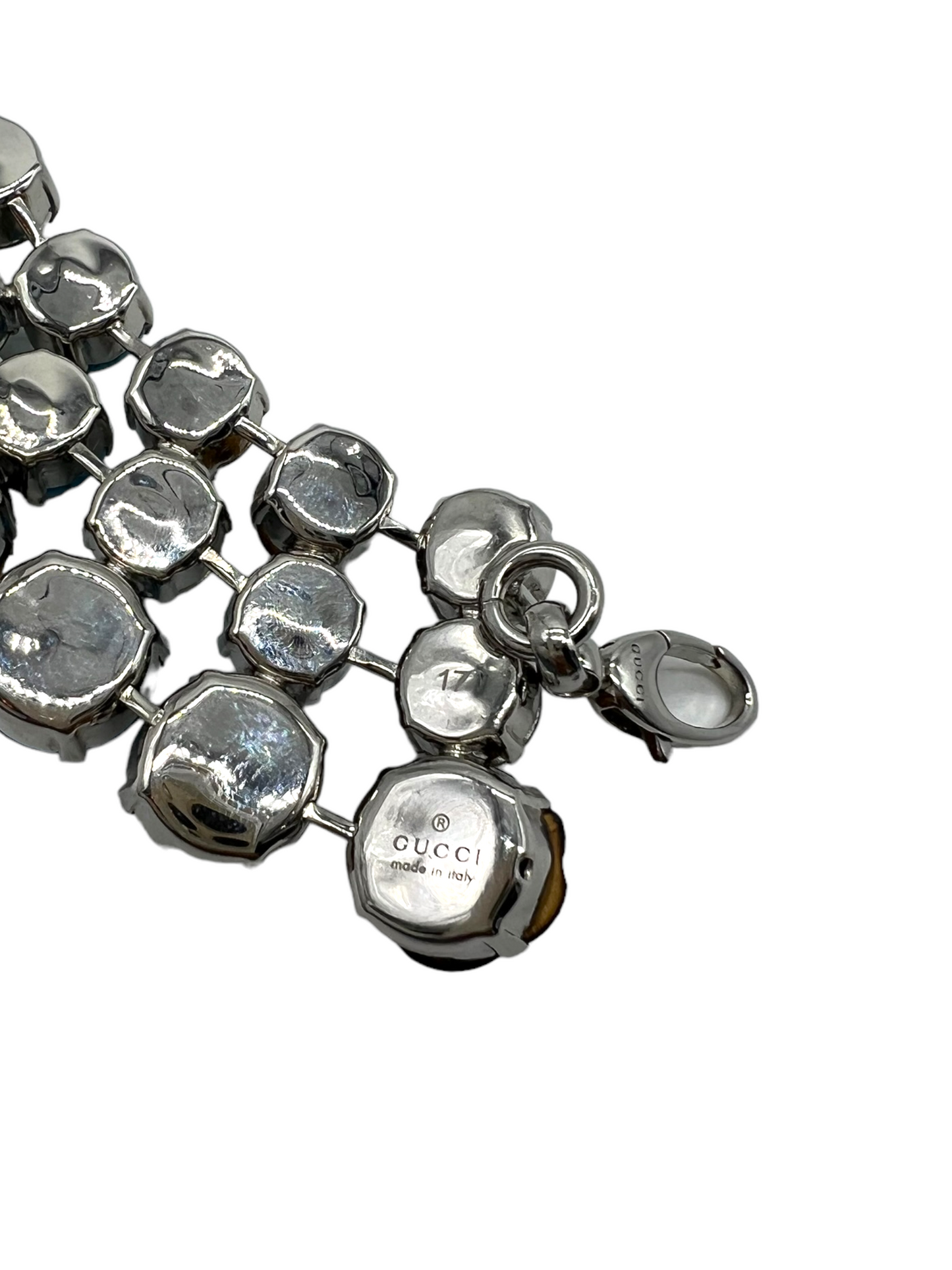 Gucci 2014 Silver Bamboo Embellished Size 17 Spike Bracelet