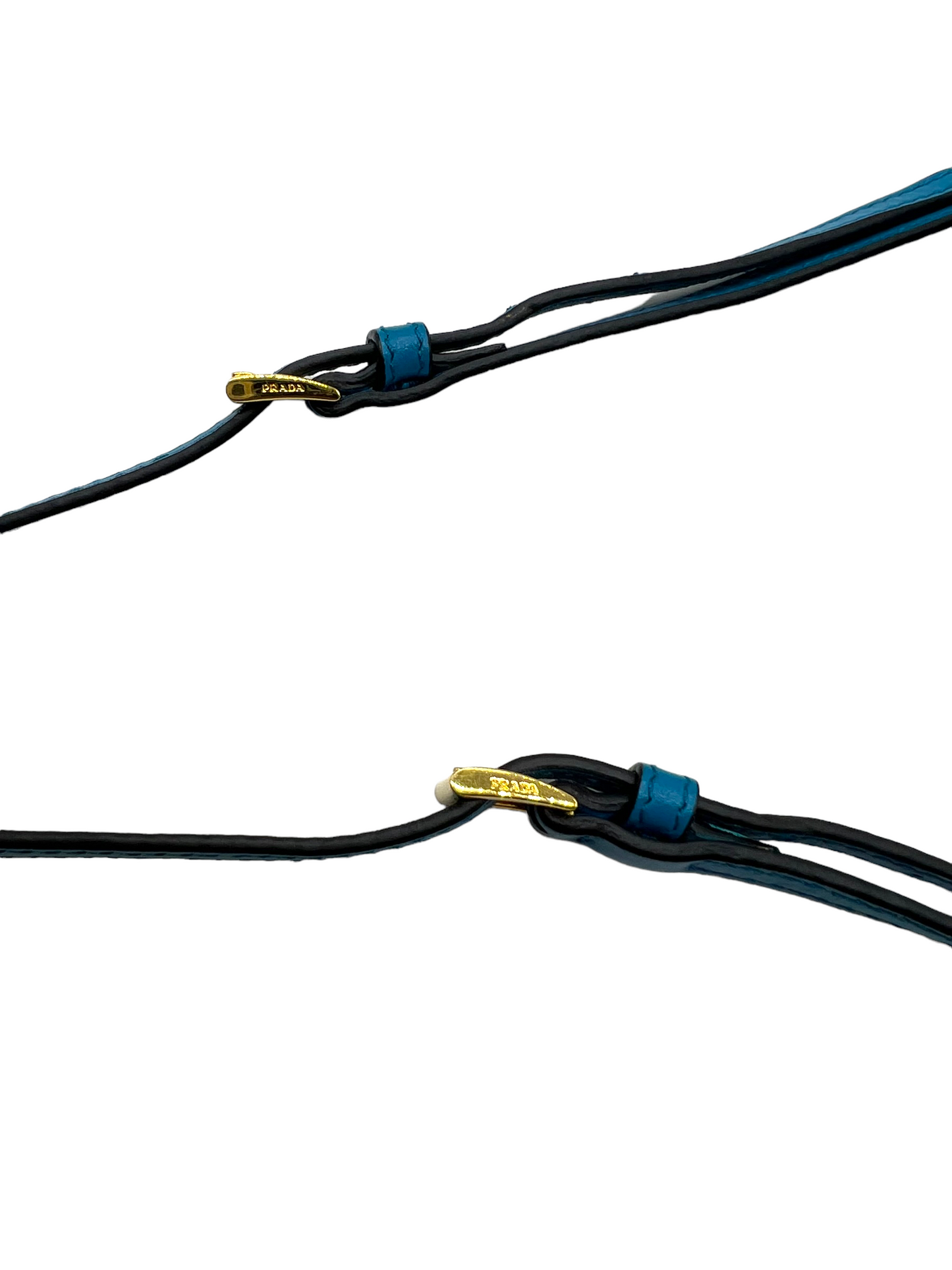 Prada Blue Leather Small Drawstring Bucket Handbag