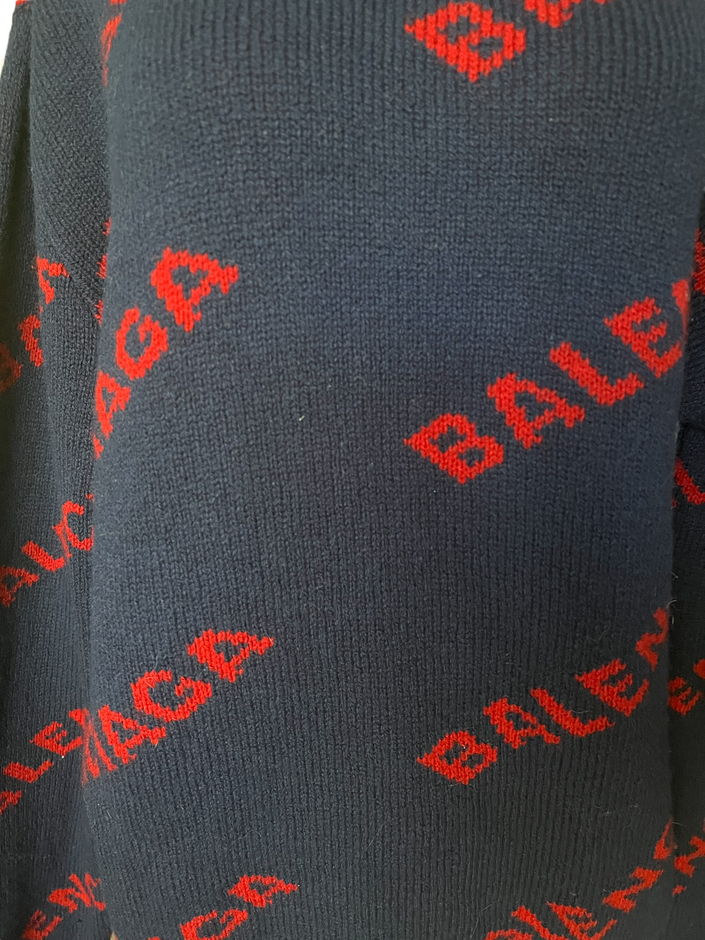 Balenciaga Navy Red Logo Wool Size M Sweater