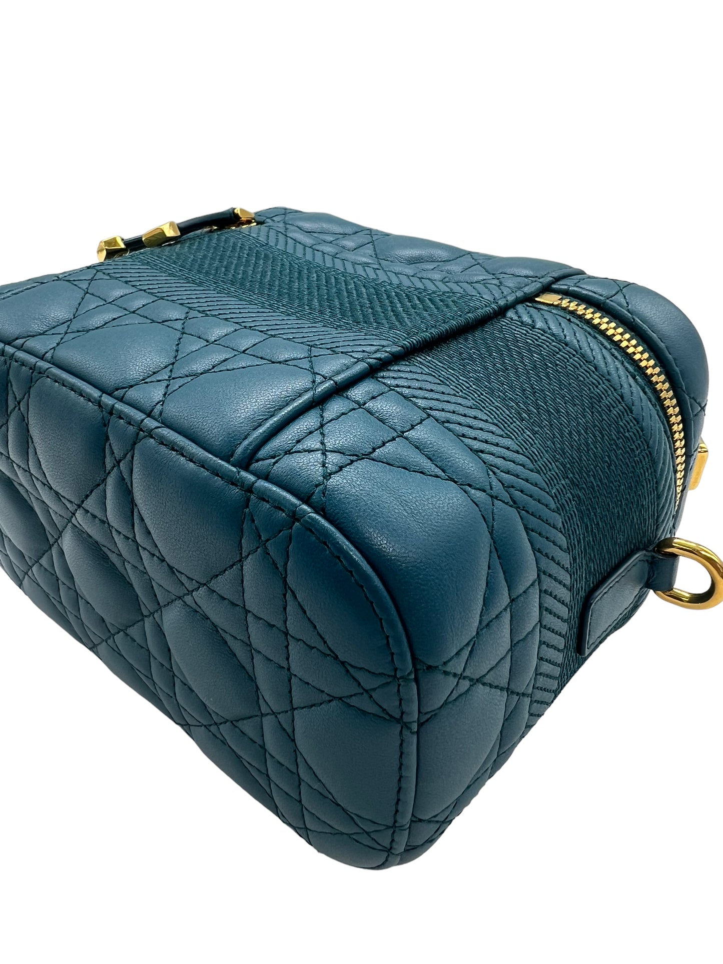 Dior Teal Lambskin Small Cannage Diortravel Vanity Case