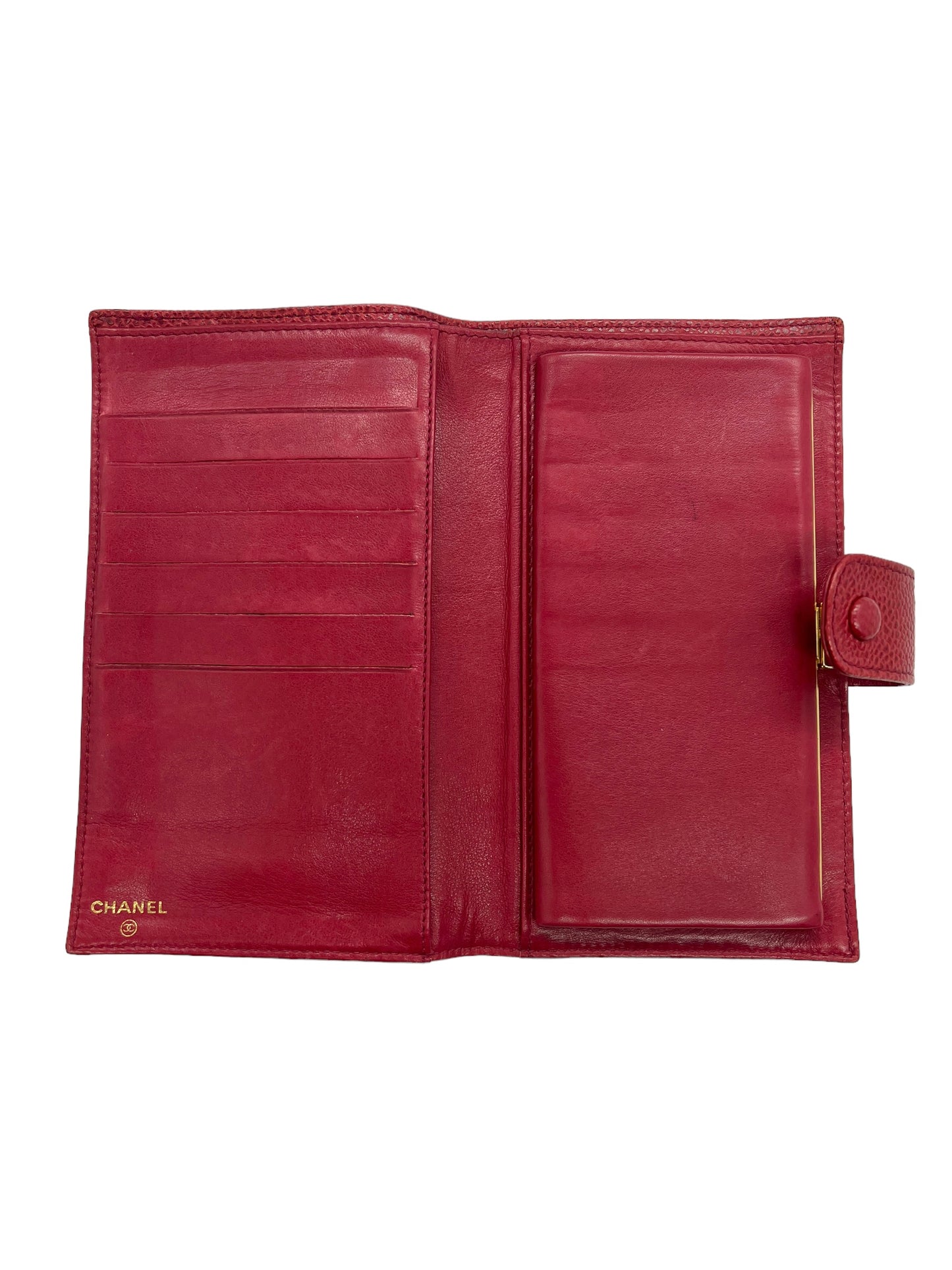 Chanel Red Caviar Vintage 1991-1994 Timeless French Purse Wallet