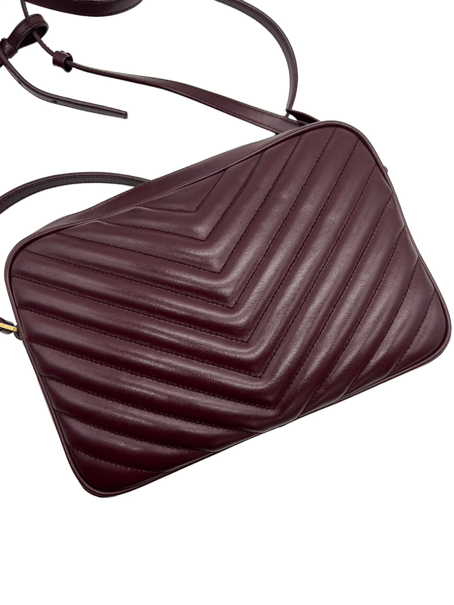 Saint Laurent YSL Burgundy Leather Loulou Camera Bag