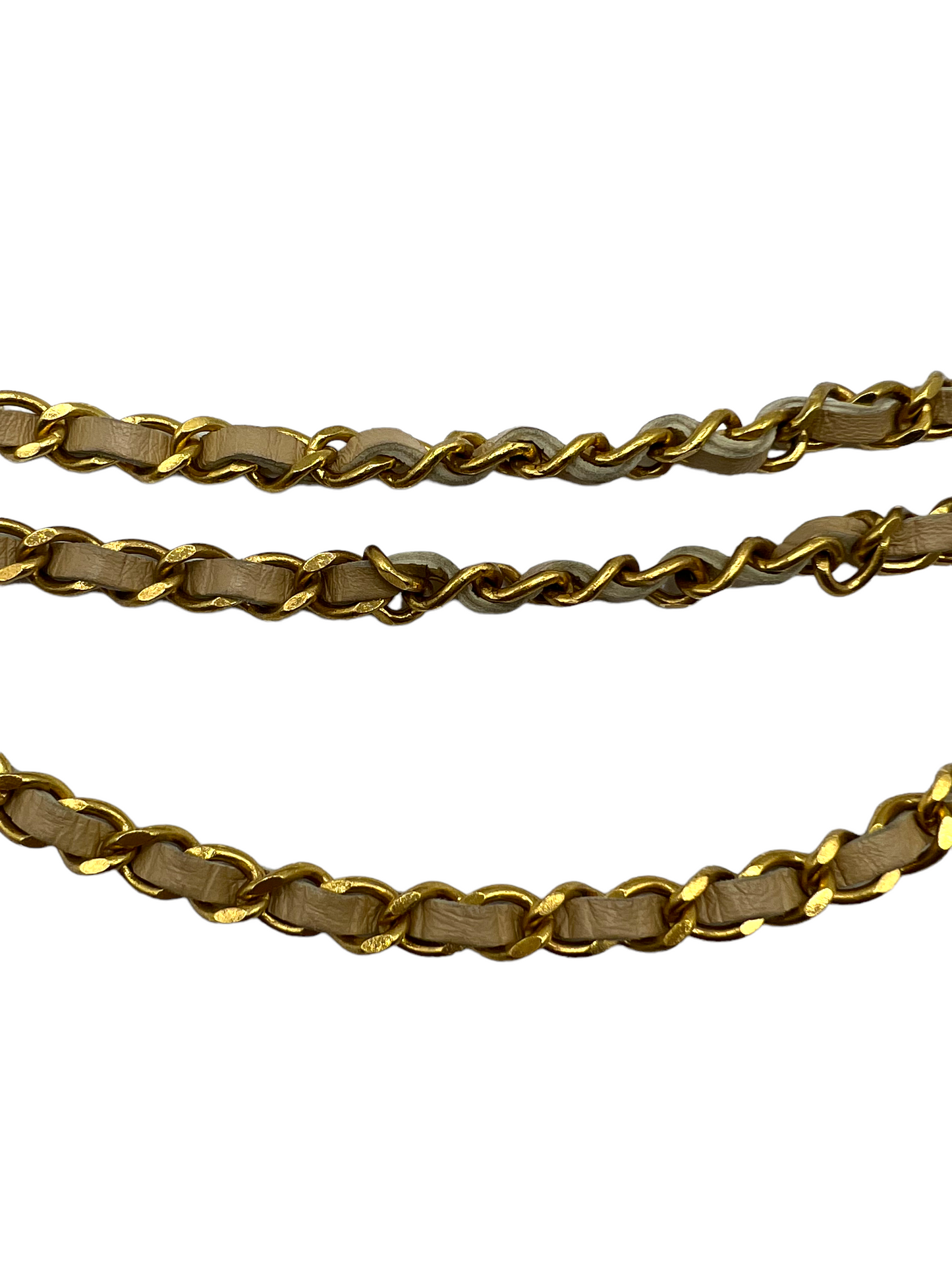 Chanel Vintage 1984 Beige Leather Chain CC Size S Belt