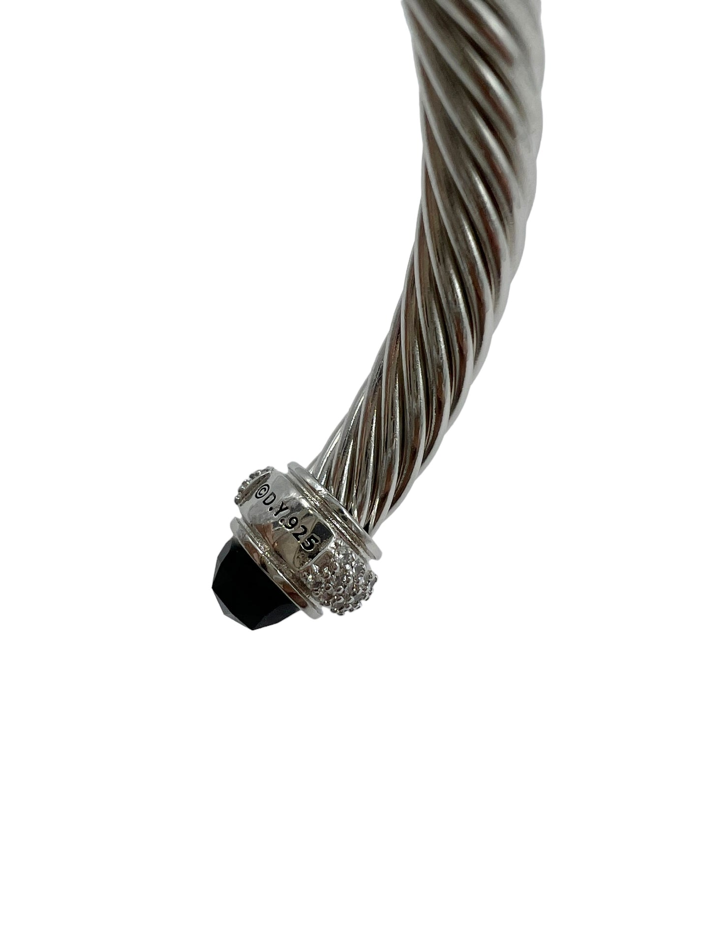 David Yurman Sterling Silver 7mm Onyx Diamond Cable Candy Bracelet
